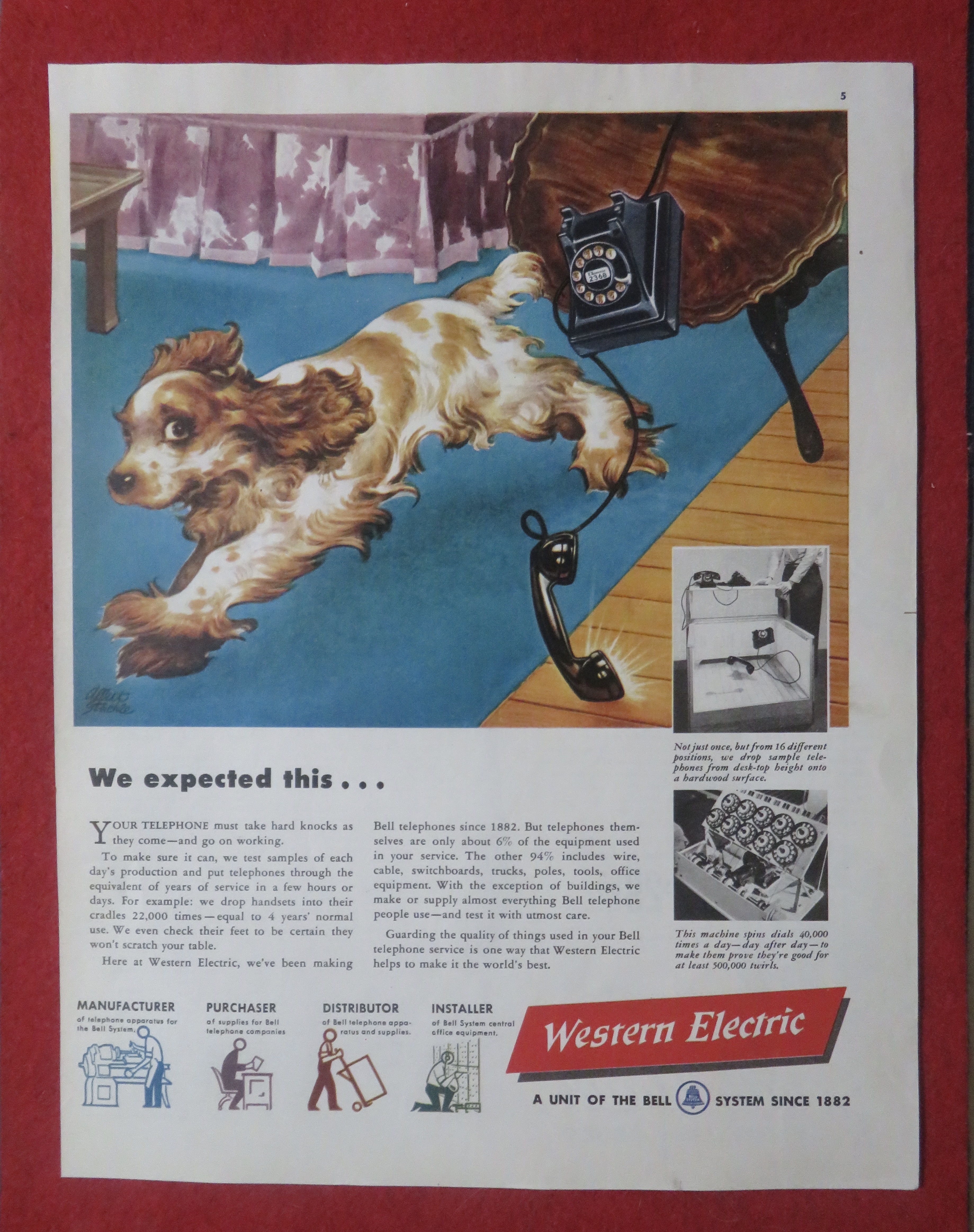 1948 Western Electric with Dog Knocking Down Table