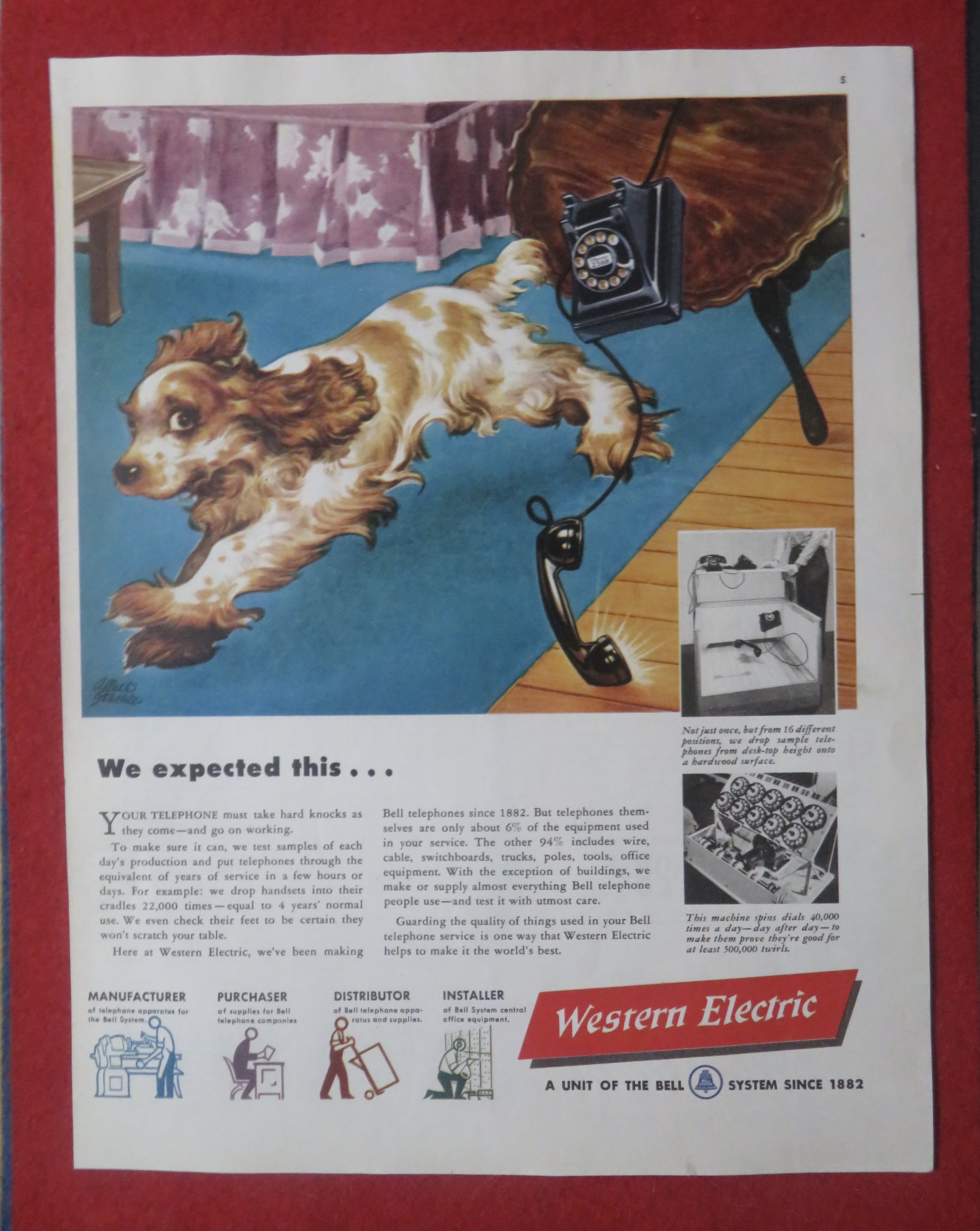 1948 Western Electric with Dog Knocking Down Table