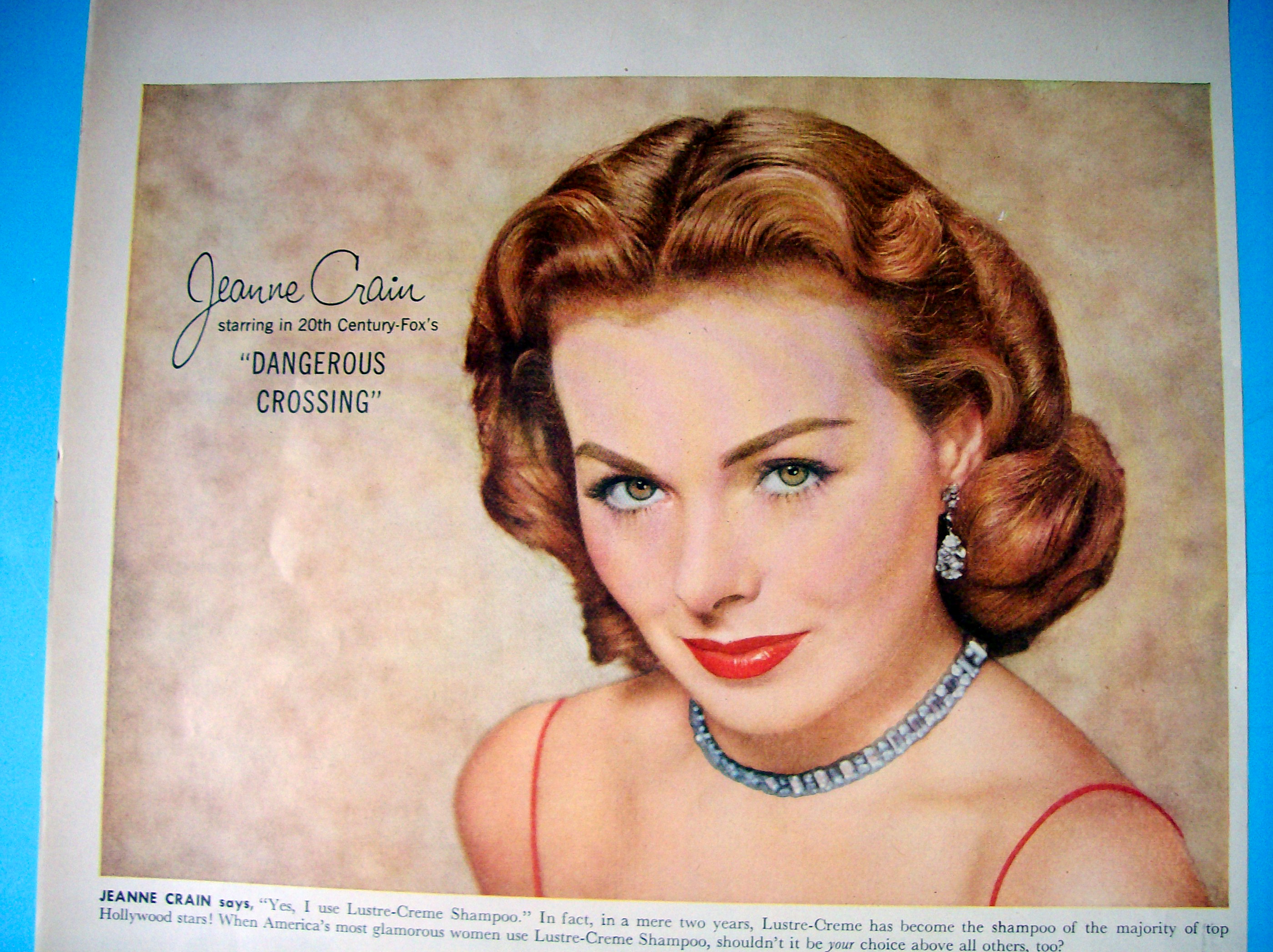 1953 Lustre Creme Shampoo with Movie Star Jeanne Crain