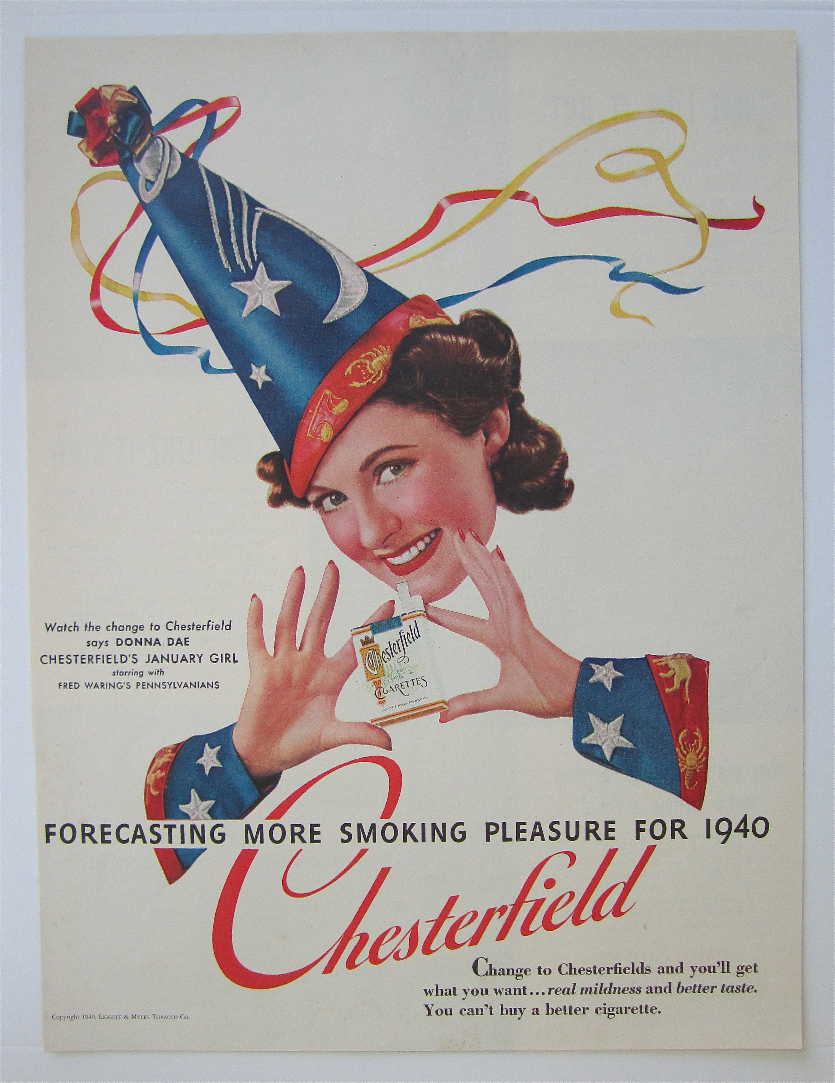 1940 Chesterfield Cigarettes with Donna Dae