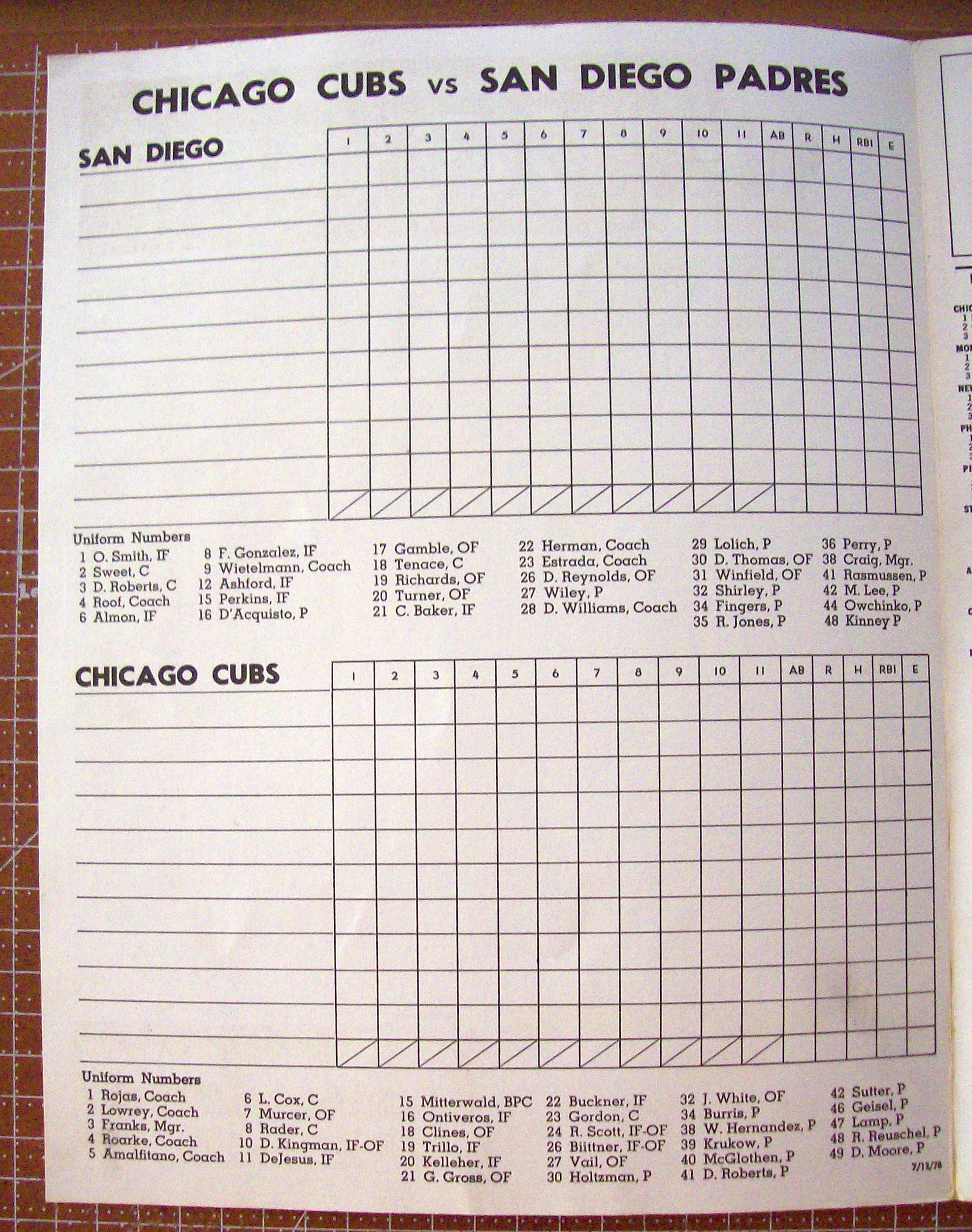 Chicago Cubs Official Program 1978 Signed