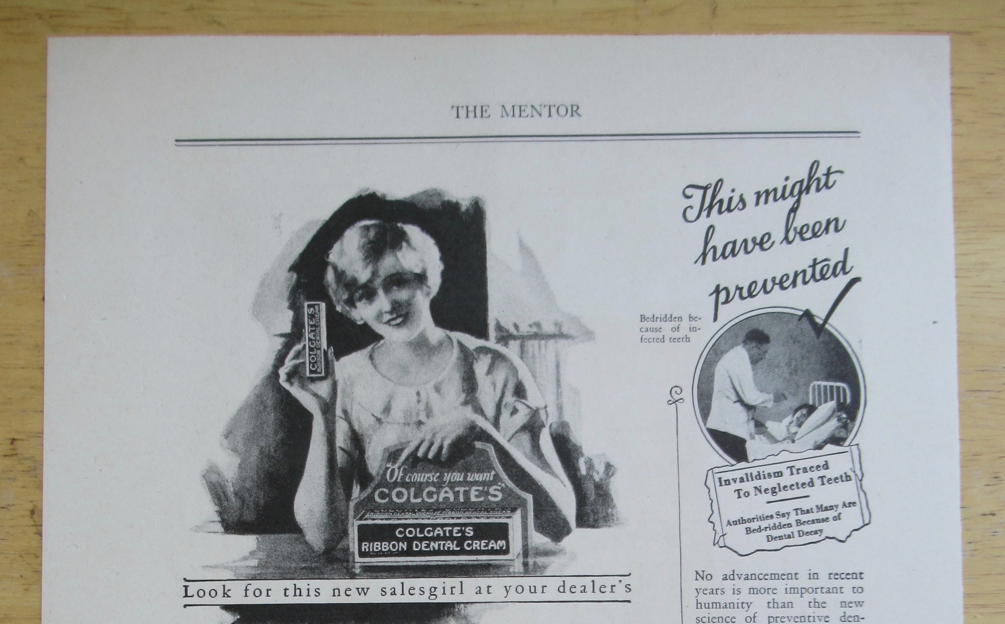 1926 Colgate Ribbon Dental Cream with Woman Smiling