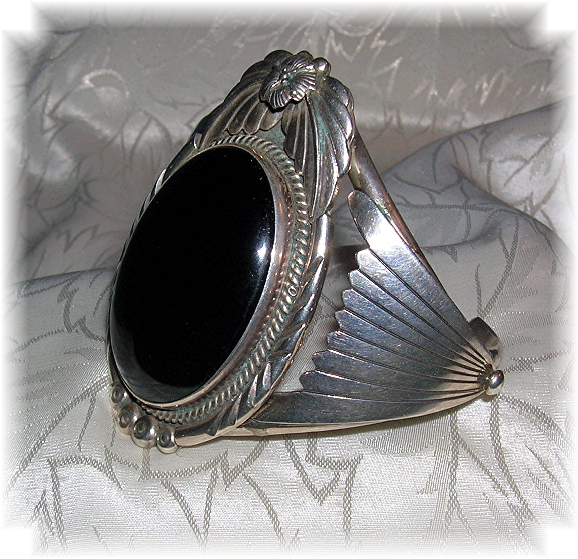 Carol Felley Sterling Silver Onyx Cuff Santa Fe Style