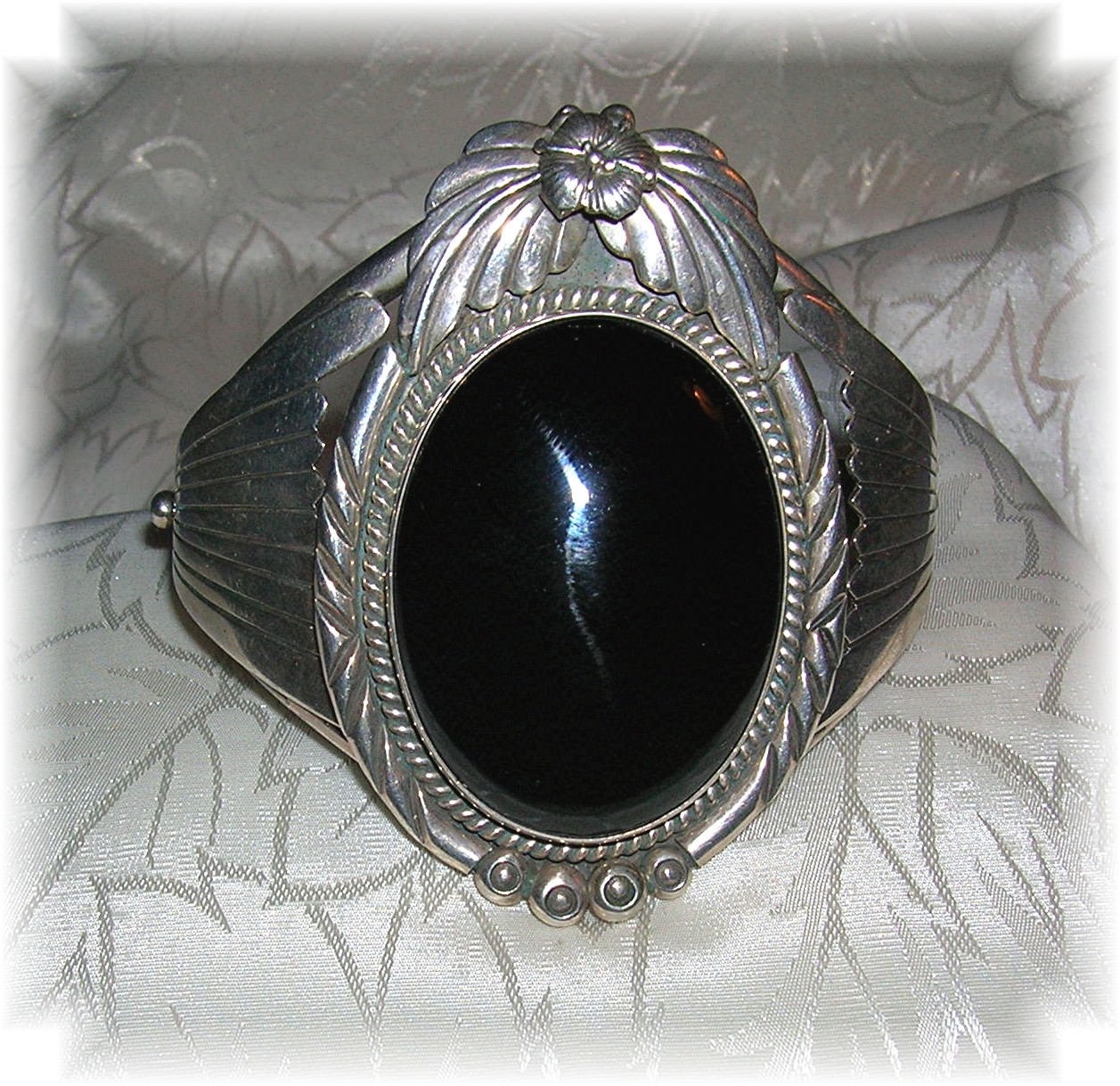 Carol Felley Sterling Silver Onyx Cuff Santa Fe Style