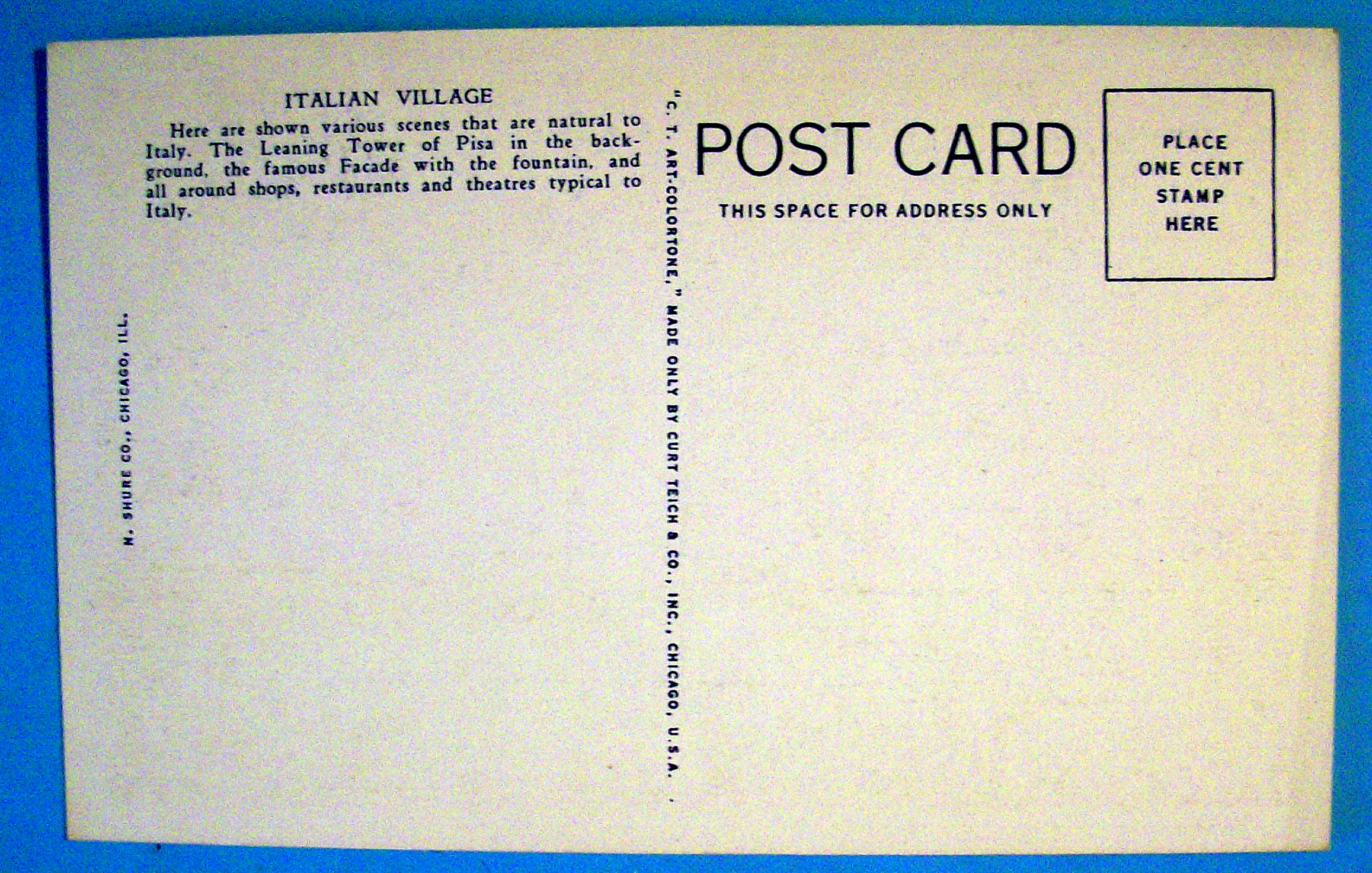 Italian Village Postcard (Chicago World's Fair)