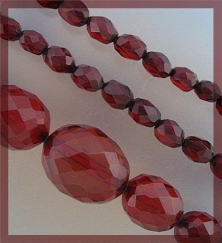 Necklace Cherry Amber Faceted Graduated Antique