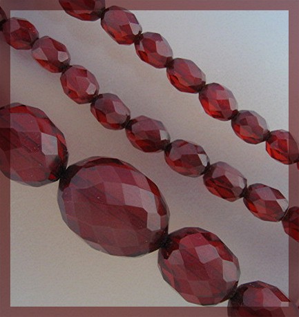Necklace Cherry Amber Faceted Graduated Antique