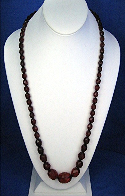 Necklace Cherry Amber Faceted Graduated Antique