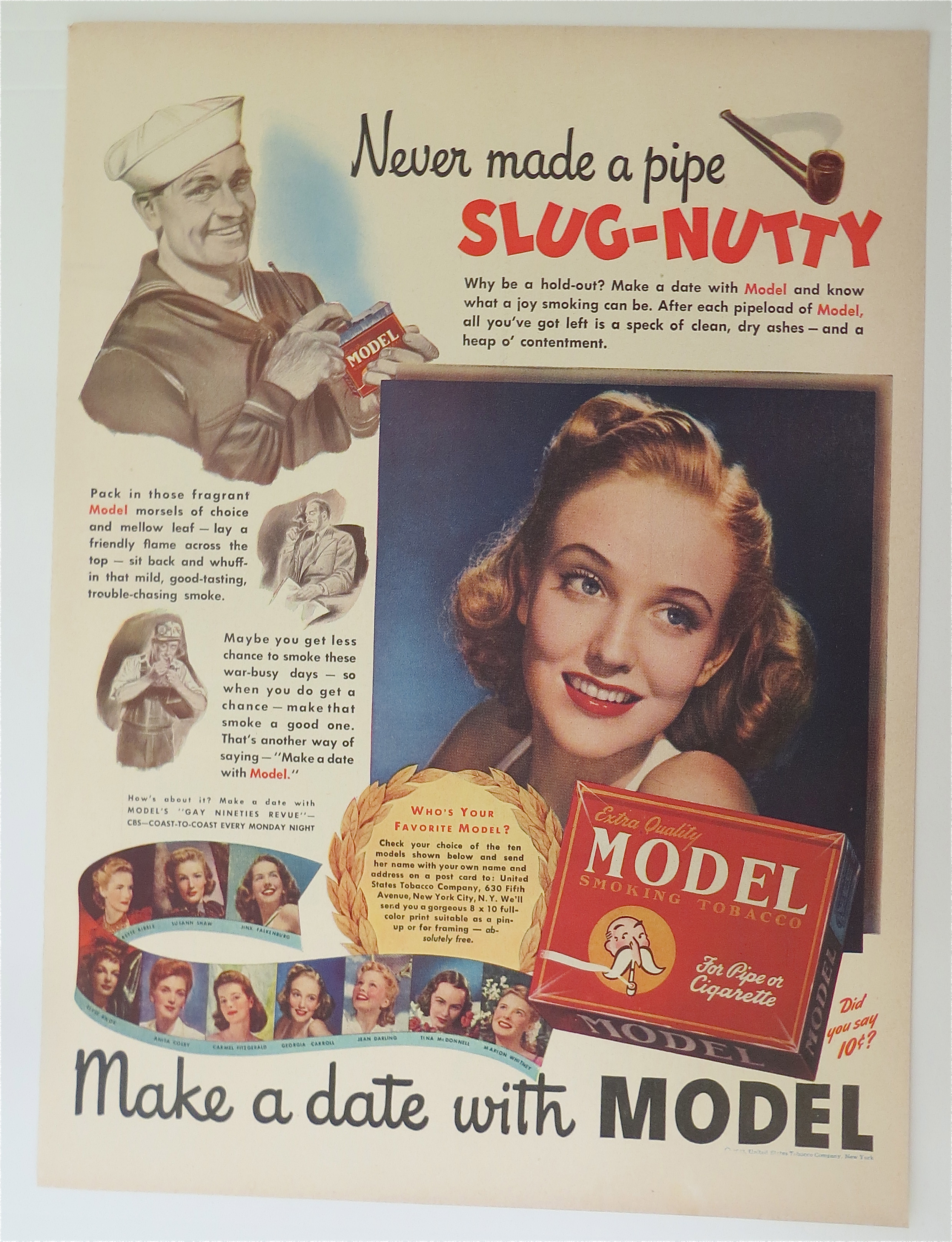 1942 Model Smoking Tobacco with Lovely Woman & Soldier