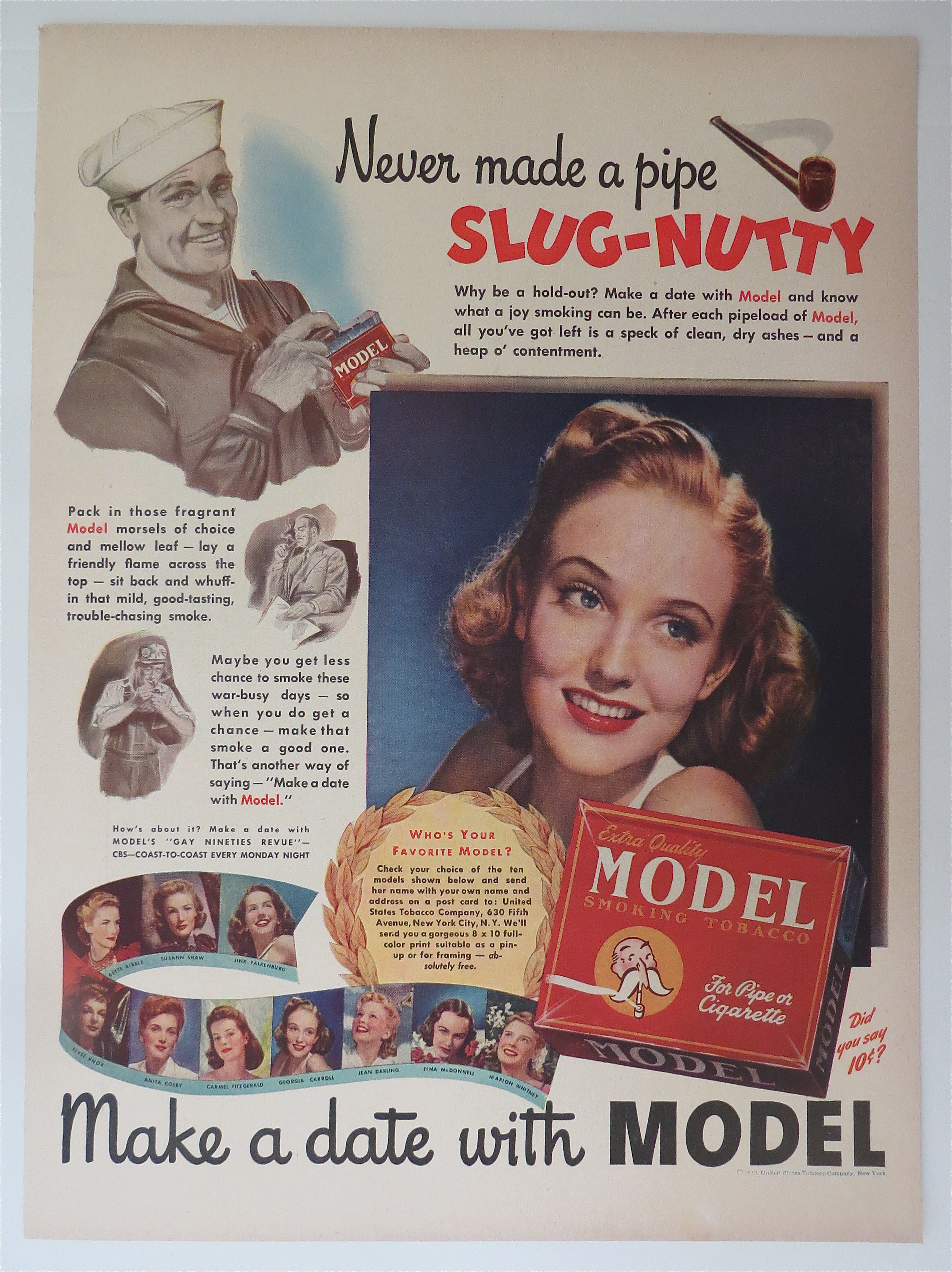 1942 Model Smoking Tobacco with Lovely Woman & Soldier