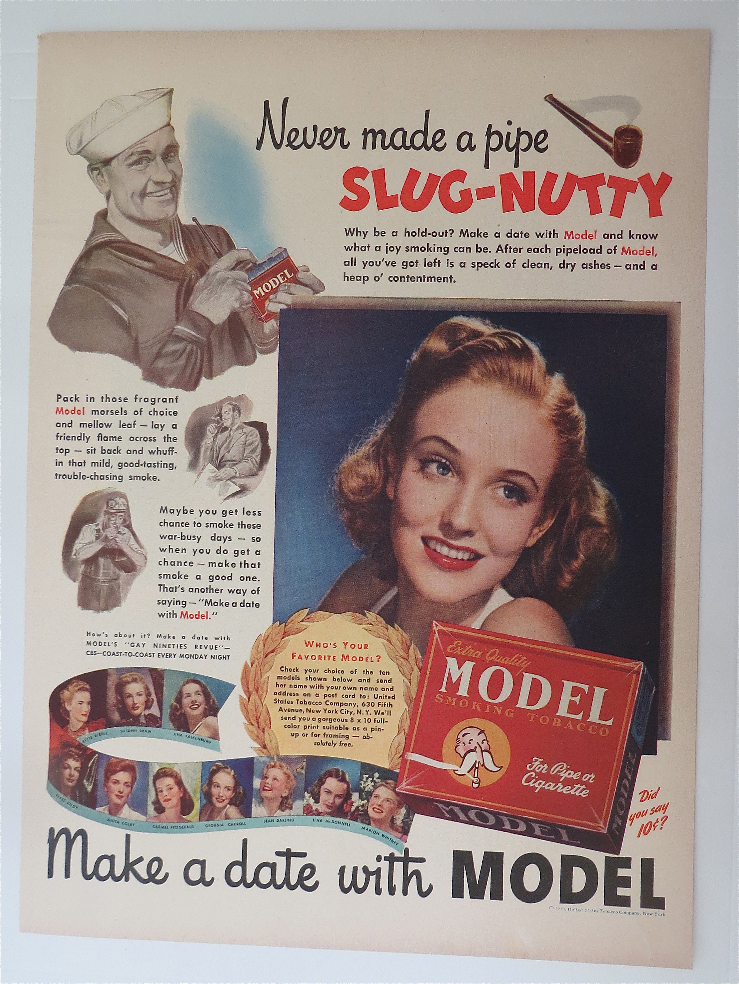 1942 Model Smoking Tobacco with Lovely Woman & Soldier