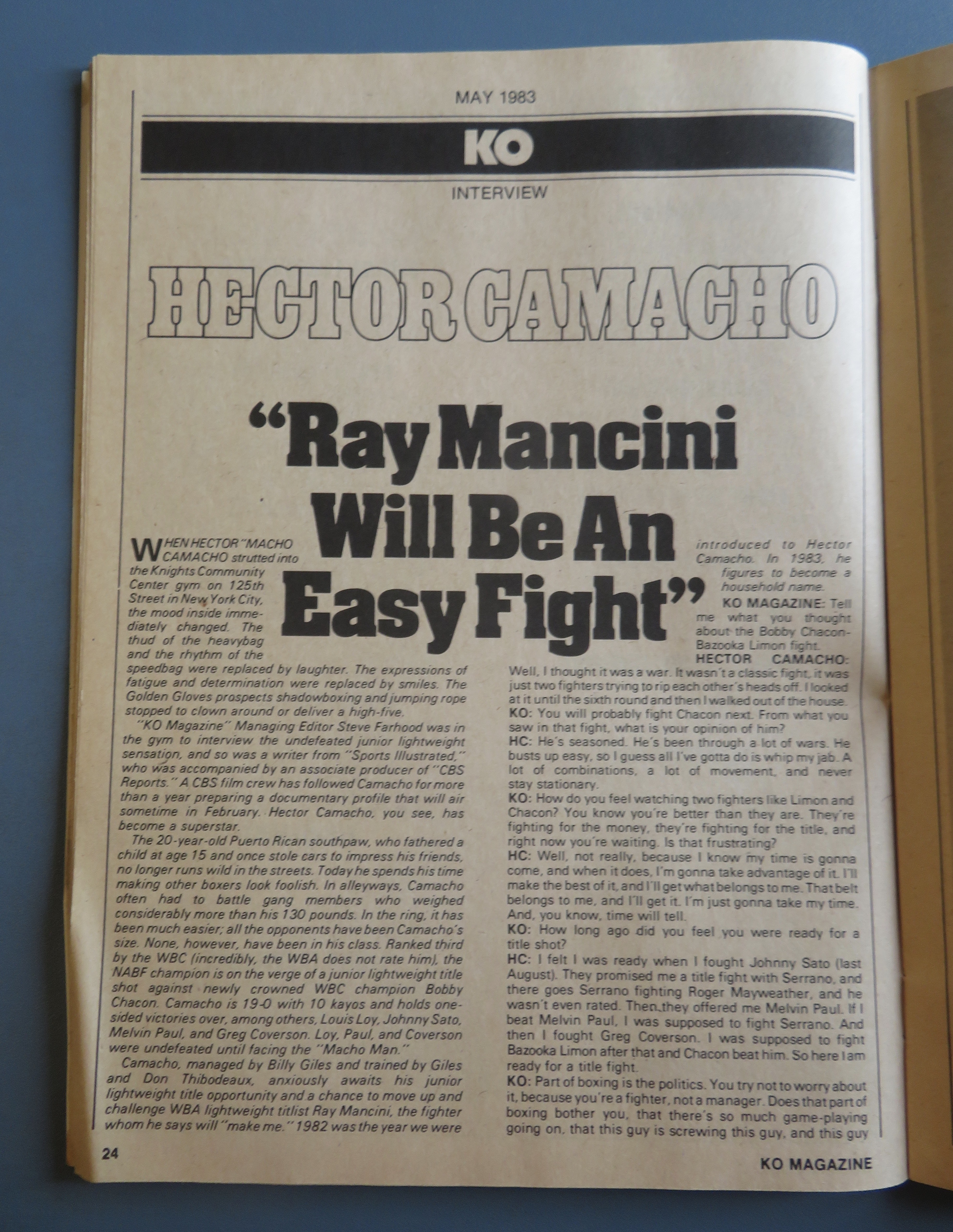 KO (Knock Out) Magazine May 1983 Hector Camacho