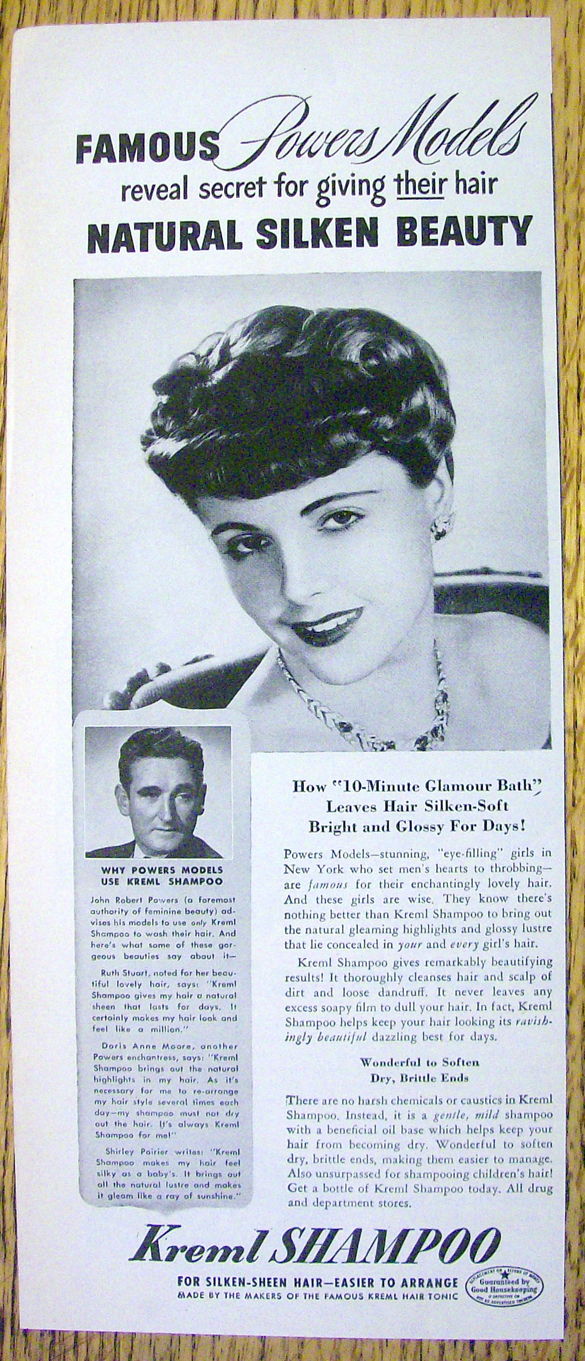 1943 Kreml Shampoo with a Lovely Powers Model