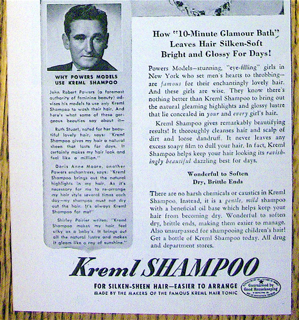 1943 Kreml Shampoo with a Lovely Powers Model
