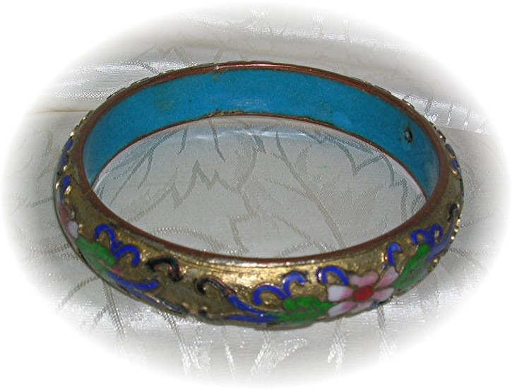 Antique Blue Enamel & Cloisinee Bracelet