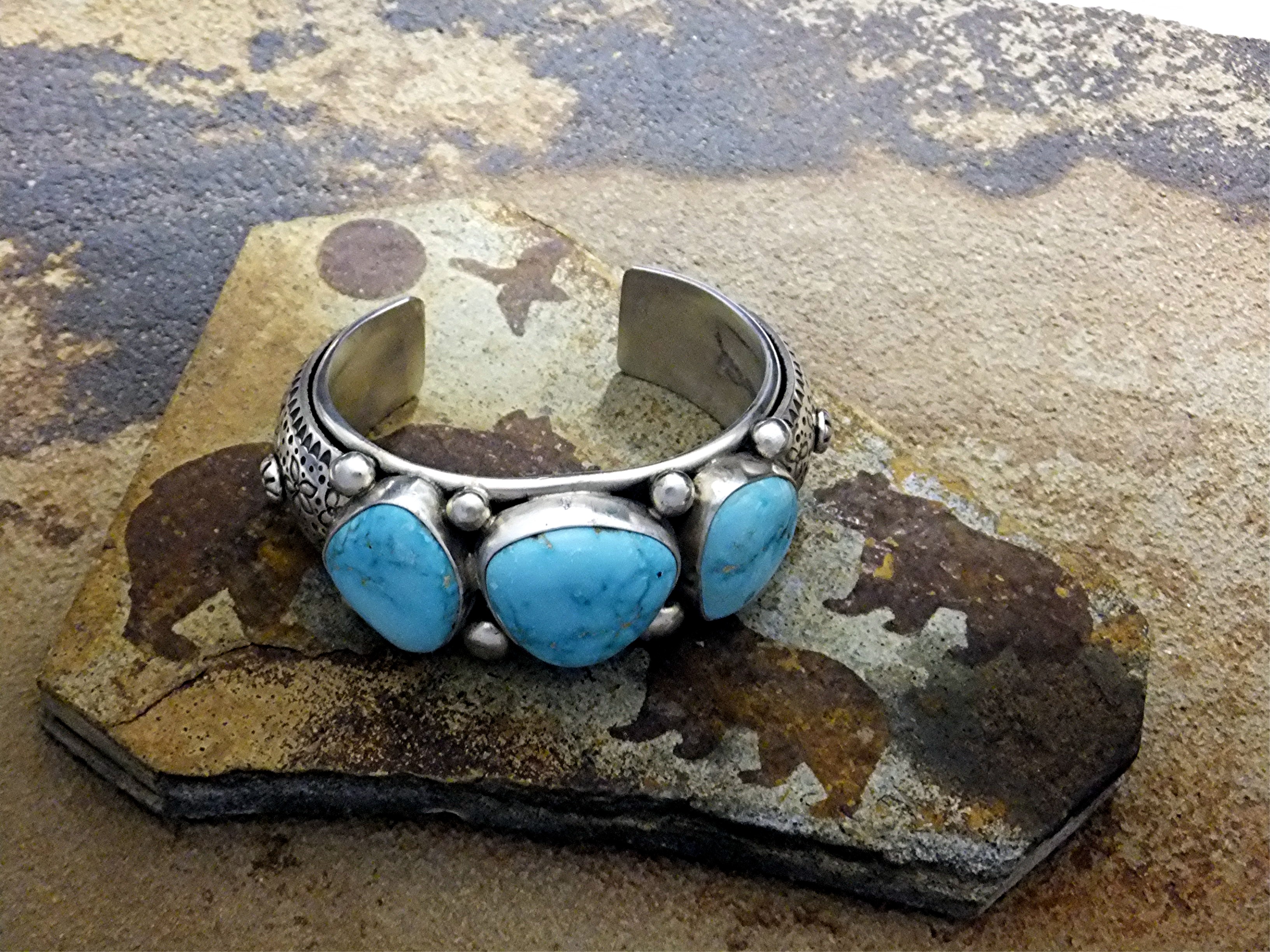 David Toutman Sterling Silver Kingman Turquoise Cuff