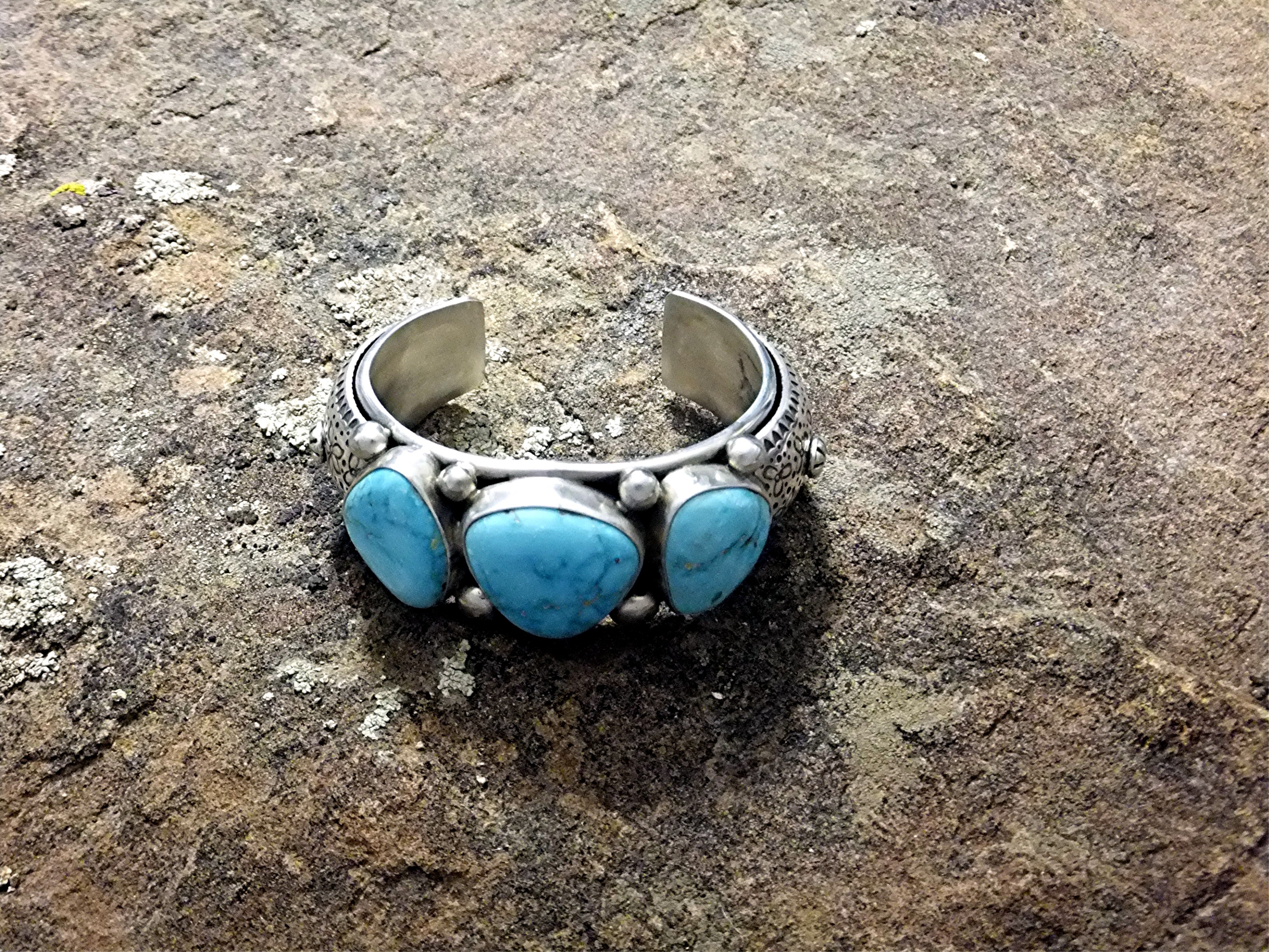David Toutman Sterling Silver Kingman Turquoise Cuff