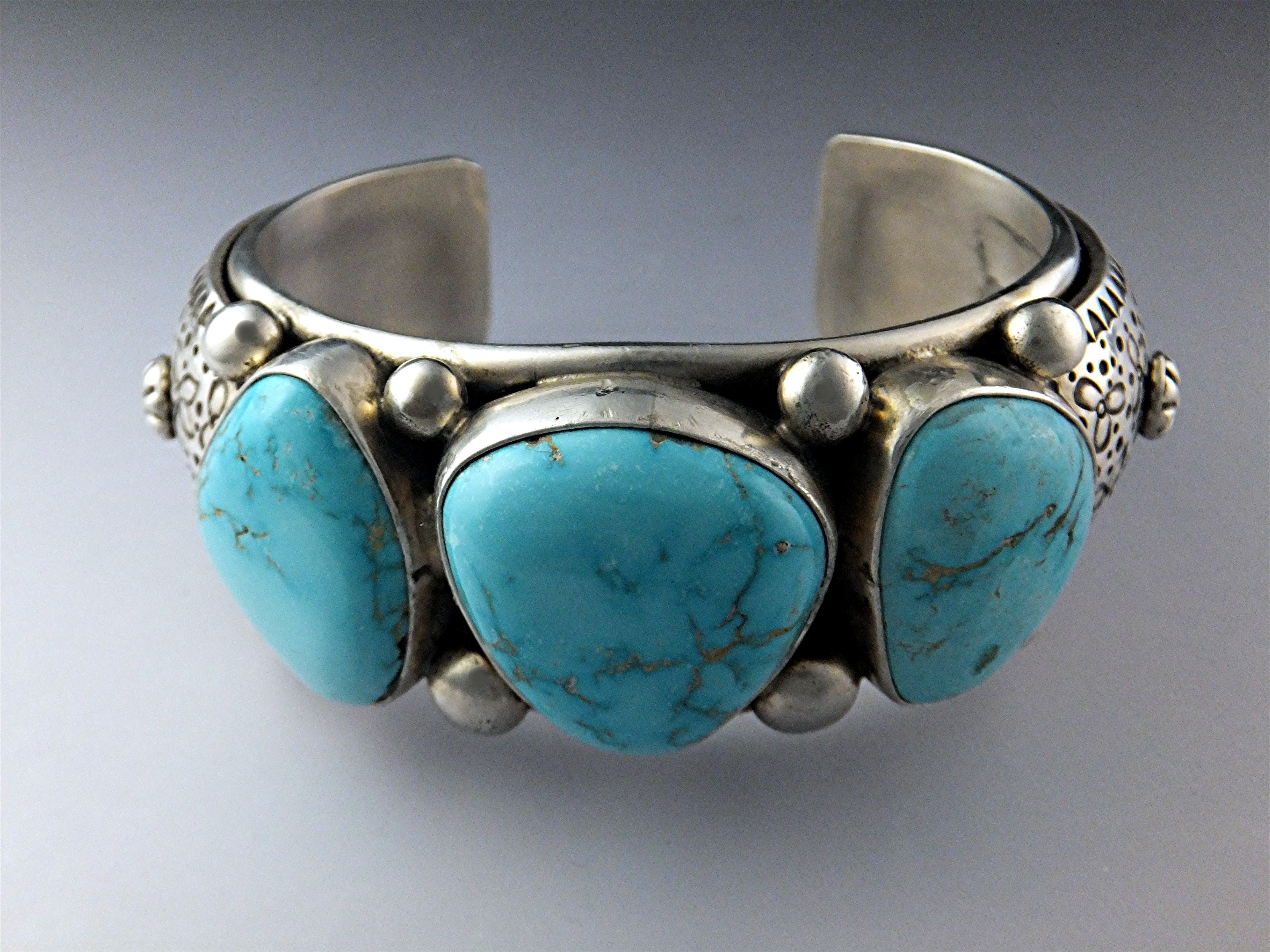 David Toutman Sterling Silver Kingman Turquoise Cuff