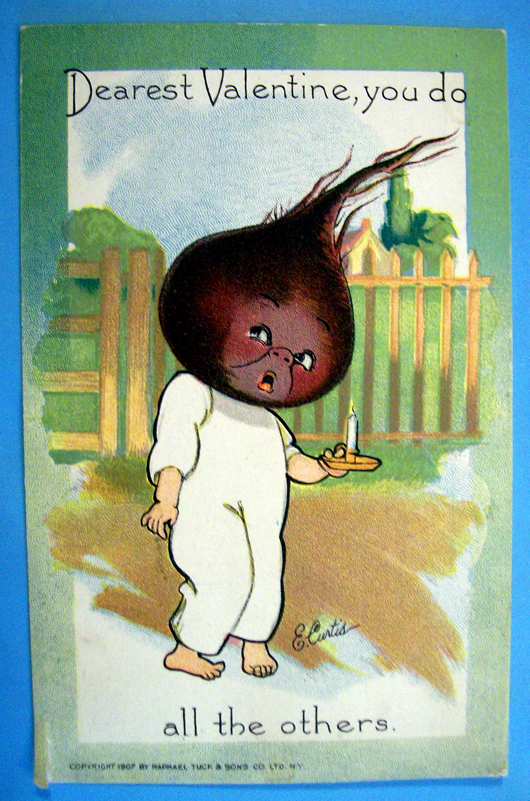 Dearest Valentine Postcard By Tuck with Turnip Face