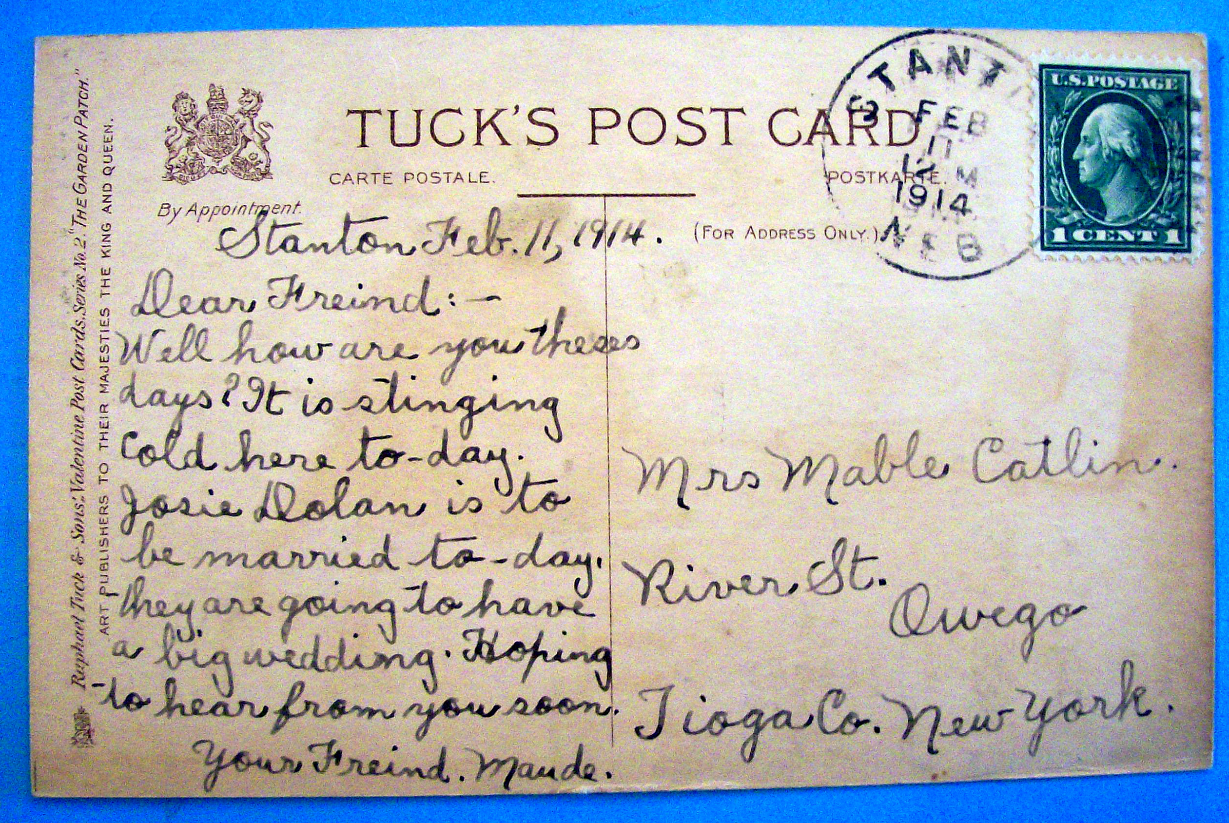 Dearest Valentine Postcard By Tuck with Turnip Face