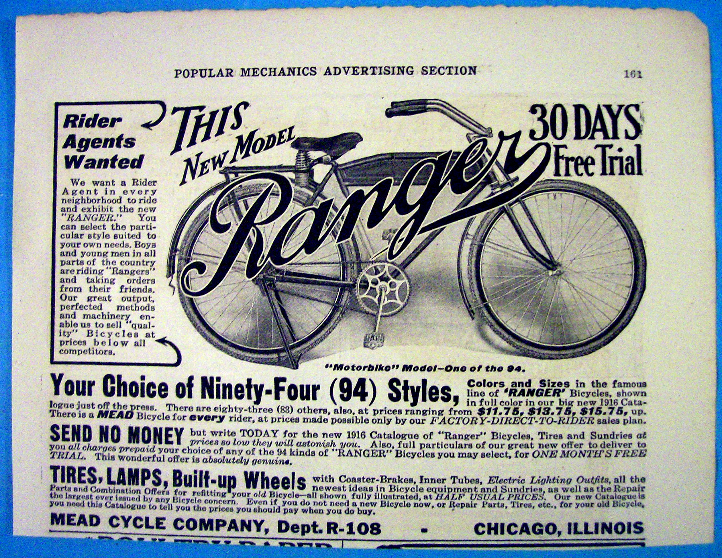 1916 Ranger with Motorbike Model