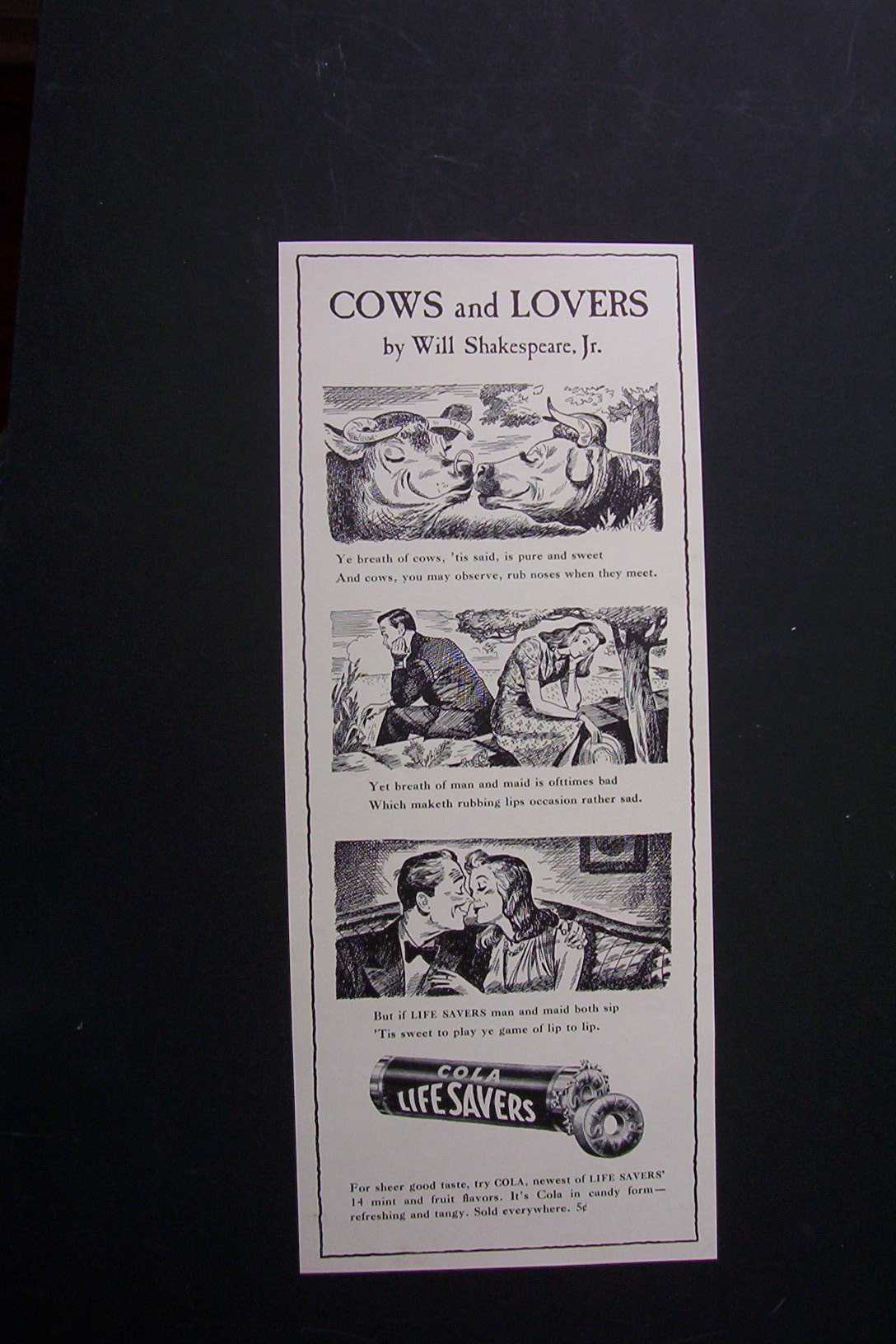 1940 Cola Lifesavers with Cows & Lovers