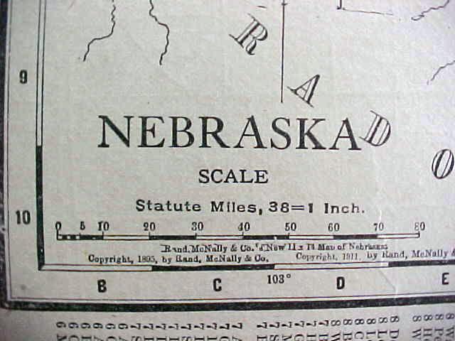 Antique Map Kansas Nebraska 1912