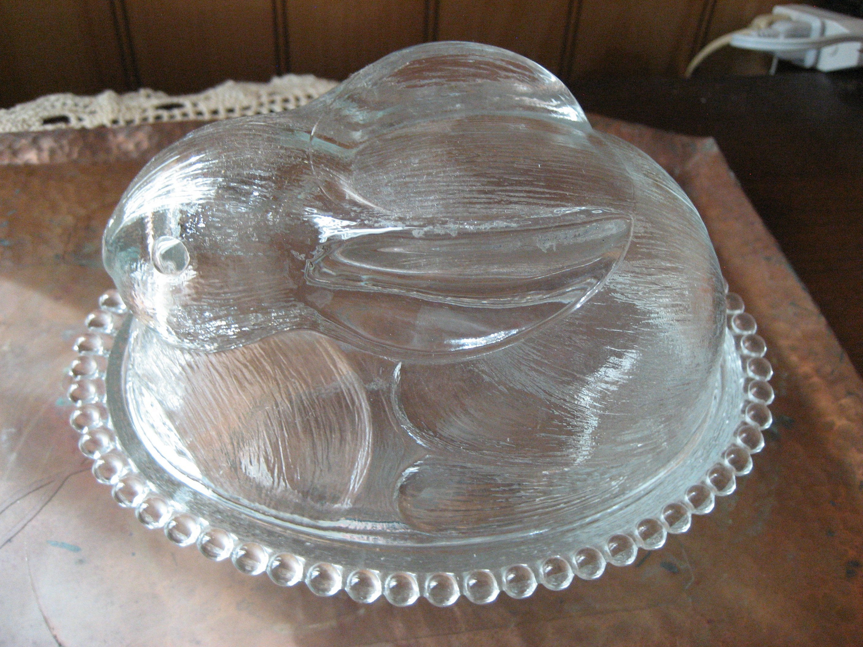 Clear Glass Bunny Candy Dish