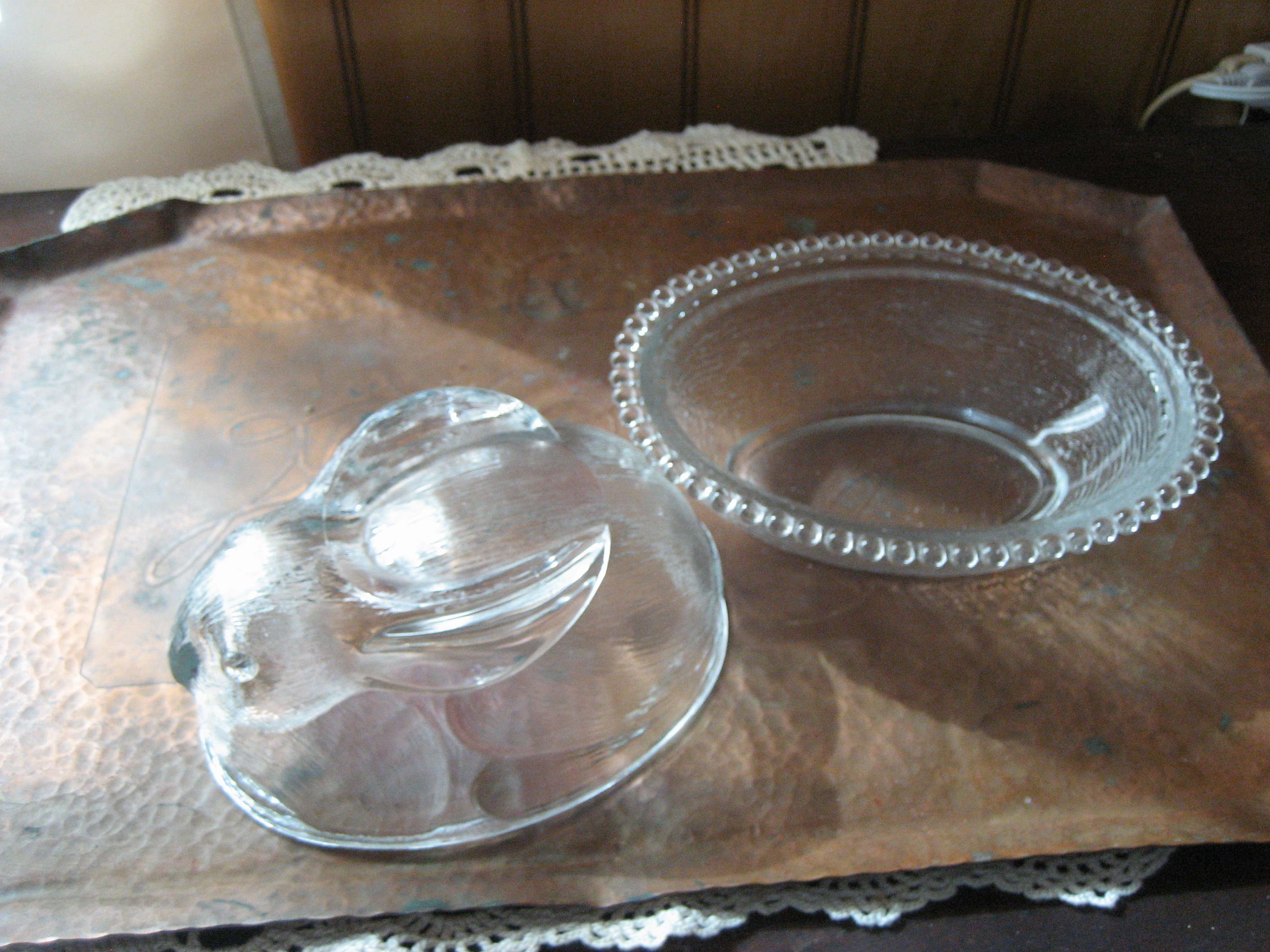 Clear Glass Bunny Candy Dish