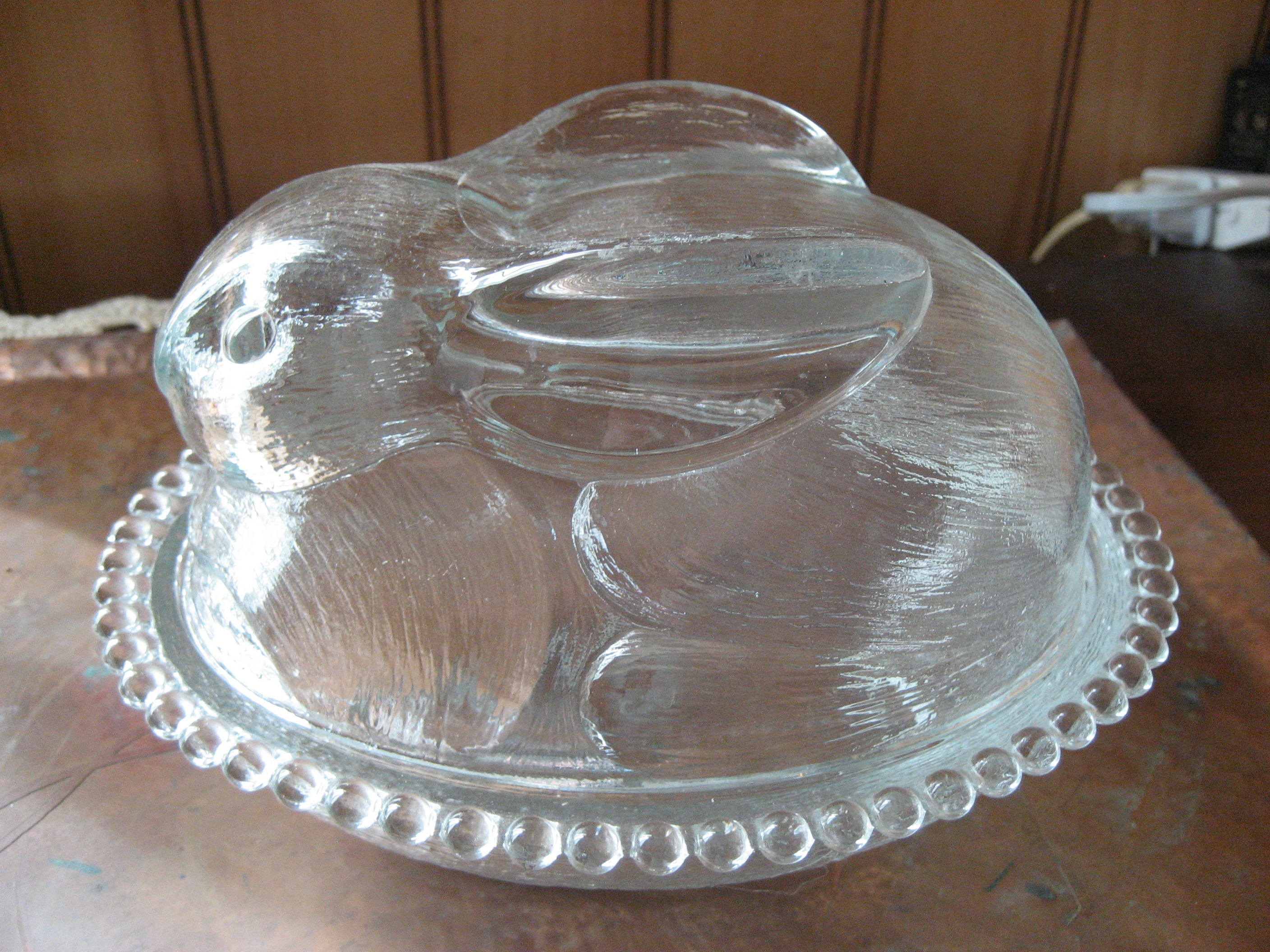Clear Glass Bunny Candy Dish