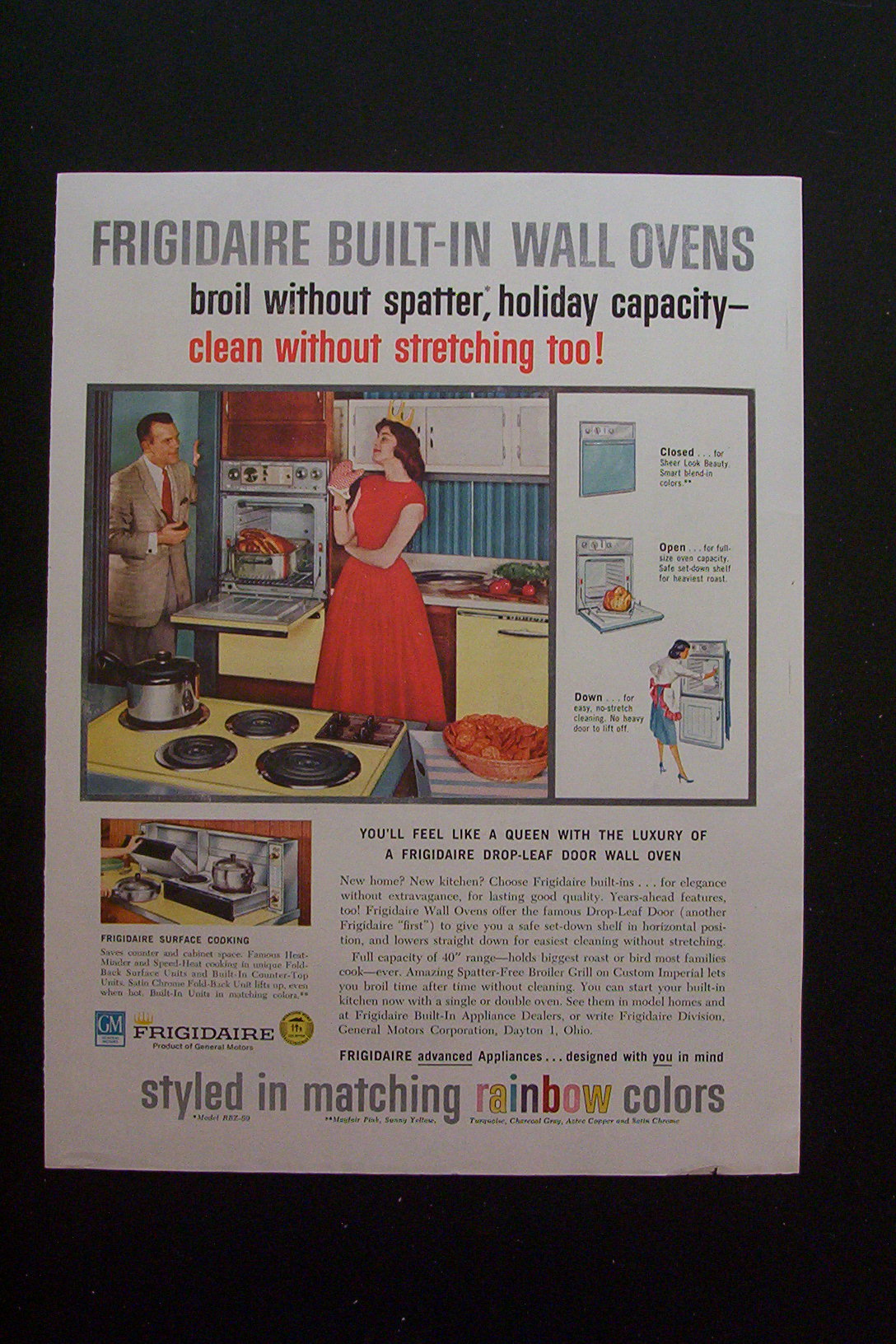 1959 Frigidaire Built In Wall Oven w/Woman Showing Man