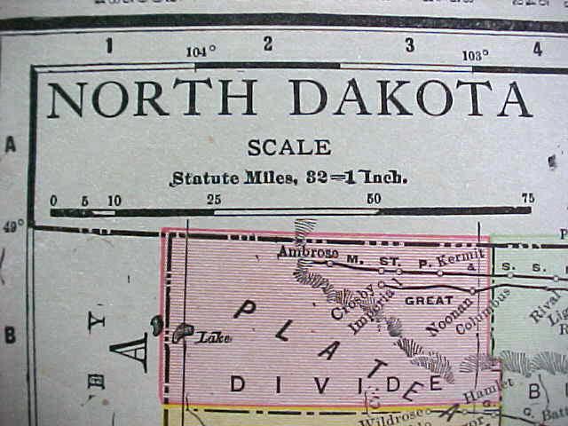 Antique Map North Dakota South Dakota 1912