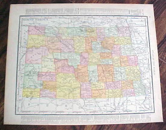 Antique Map North Dakota South Dakota 1912