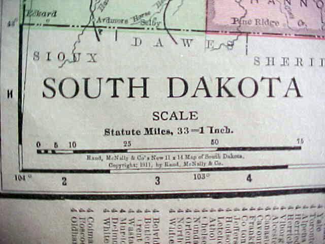 Antique Map North Dakota South Dakota 1912