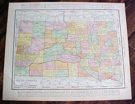 Antique Map North Dakota South Dakota 1912
