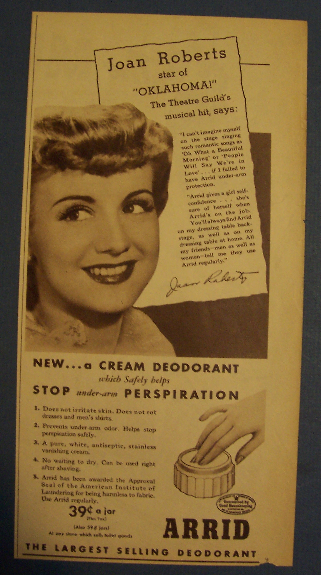 1944 Arrid Deodorant with Joan Roberts
