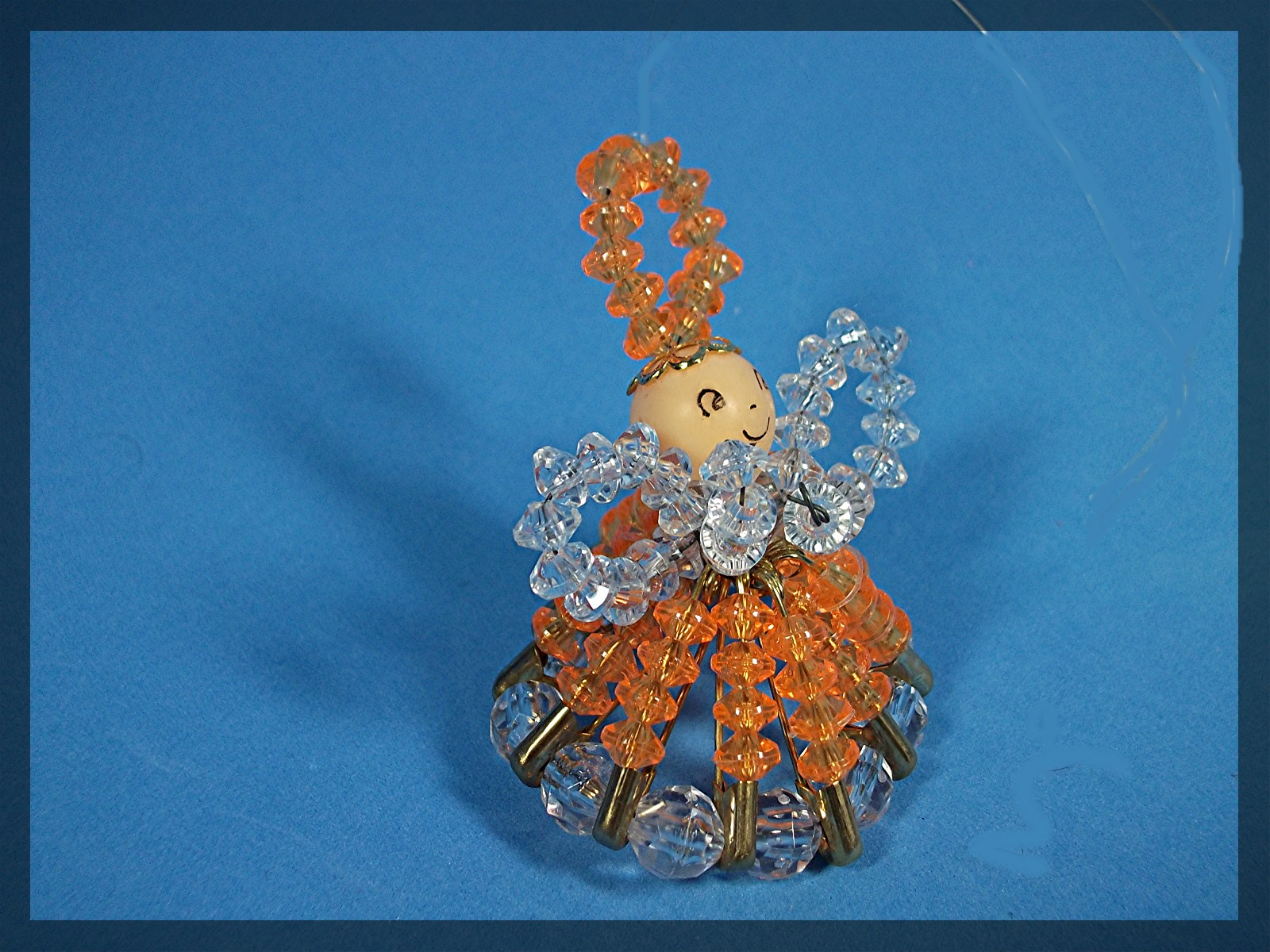 Christmas Tree Ornament Angel Plastic Beads 60s