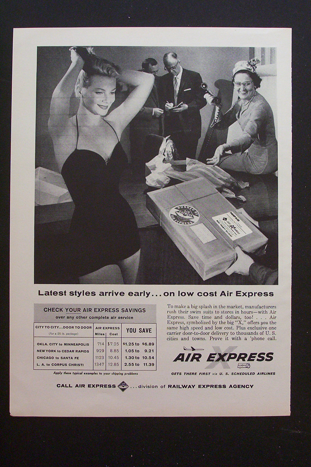 1959 Air Express Airlines with Woman in Bathing Suit