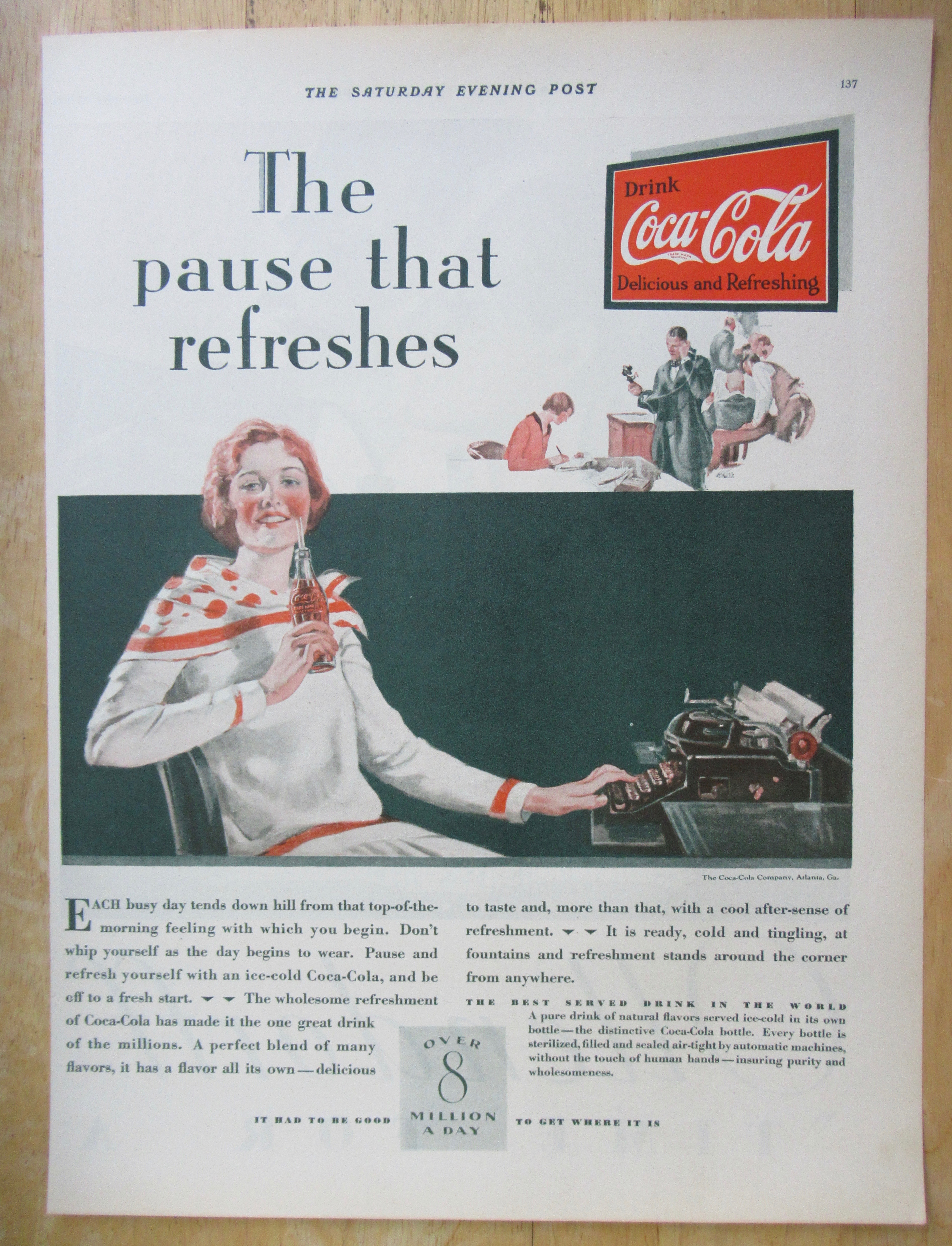 1929 Coca Cola (Coke) with Woman Taking A Break