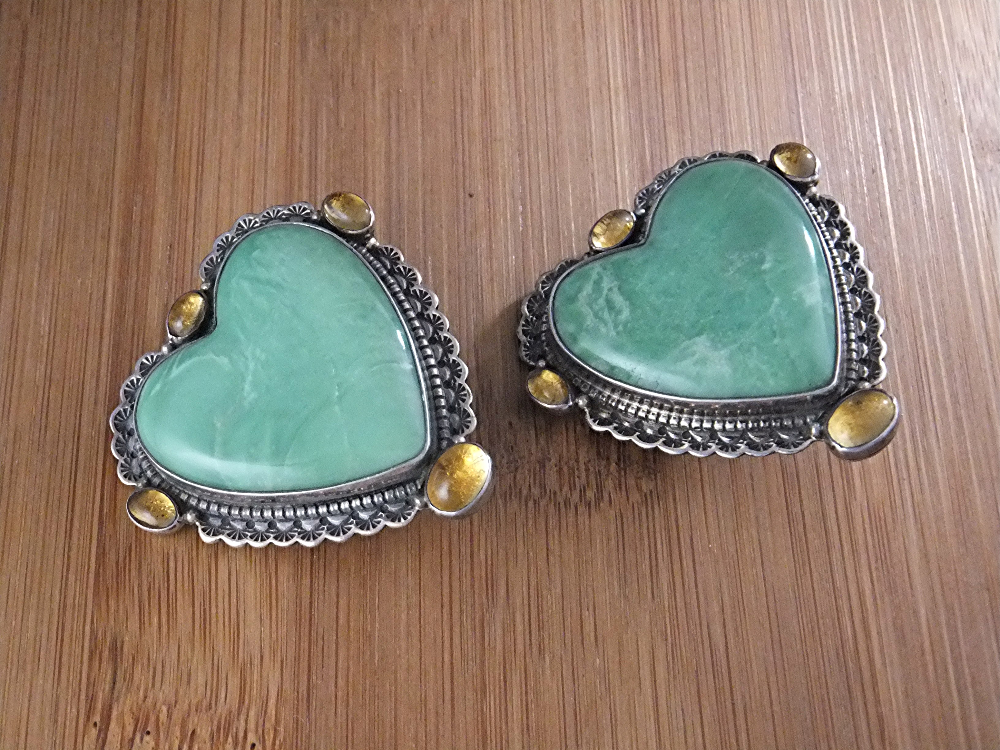 David Troutman Sterling Silver Turquoise Citrine Earrin