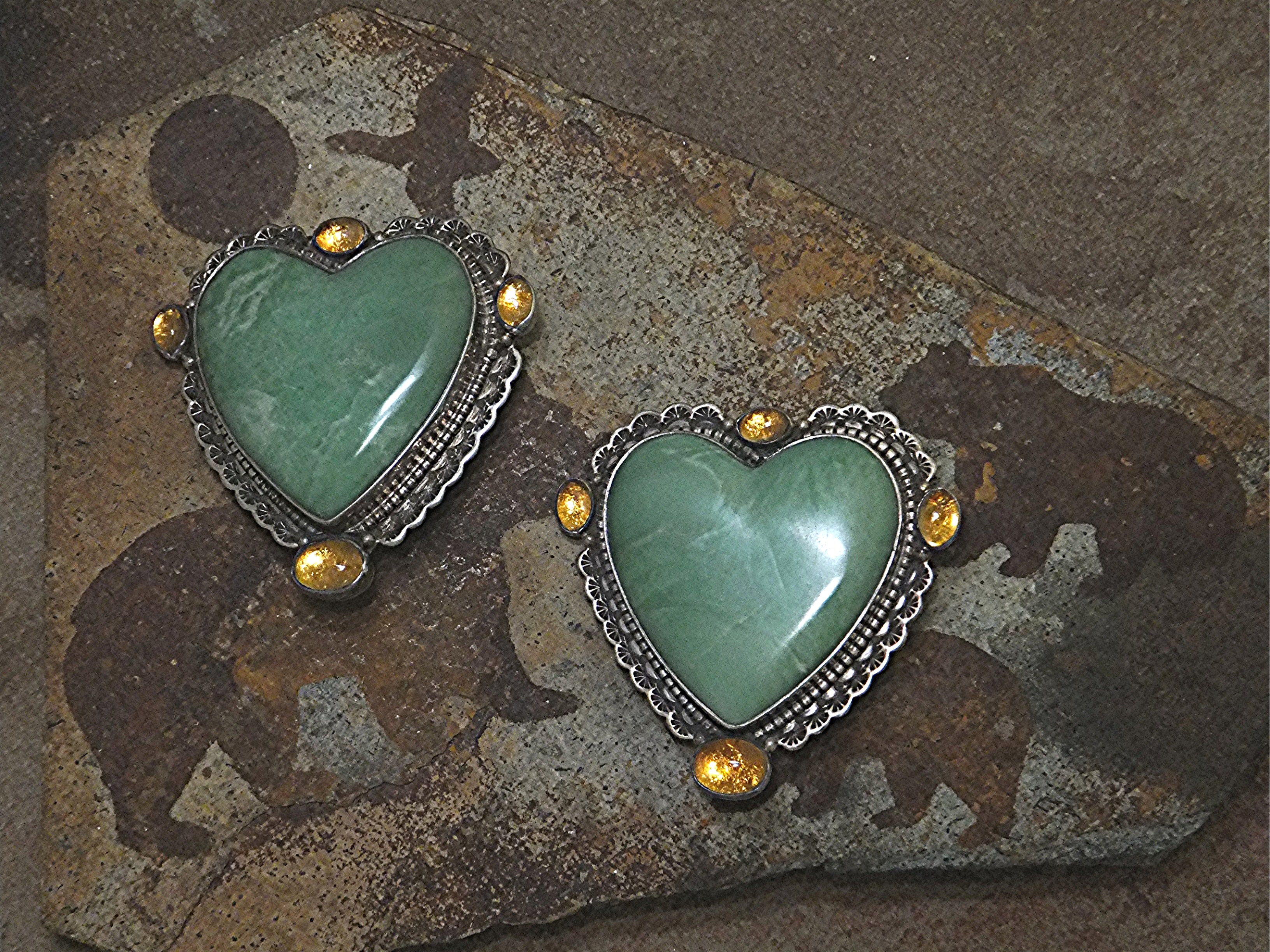David Troutman Sterling Silver Turquoise Citrine Earrin