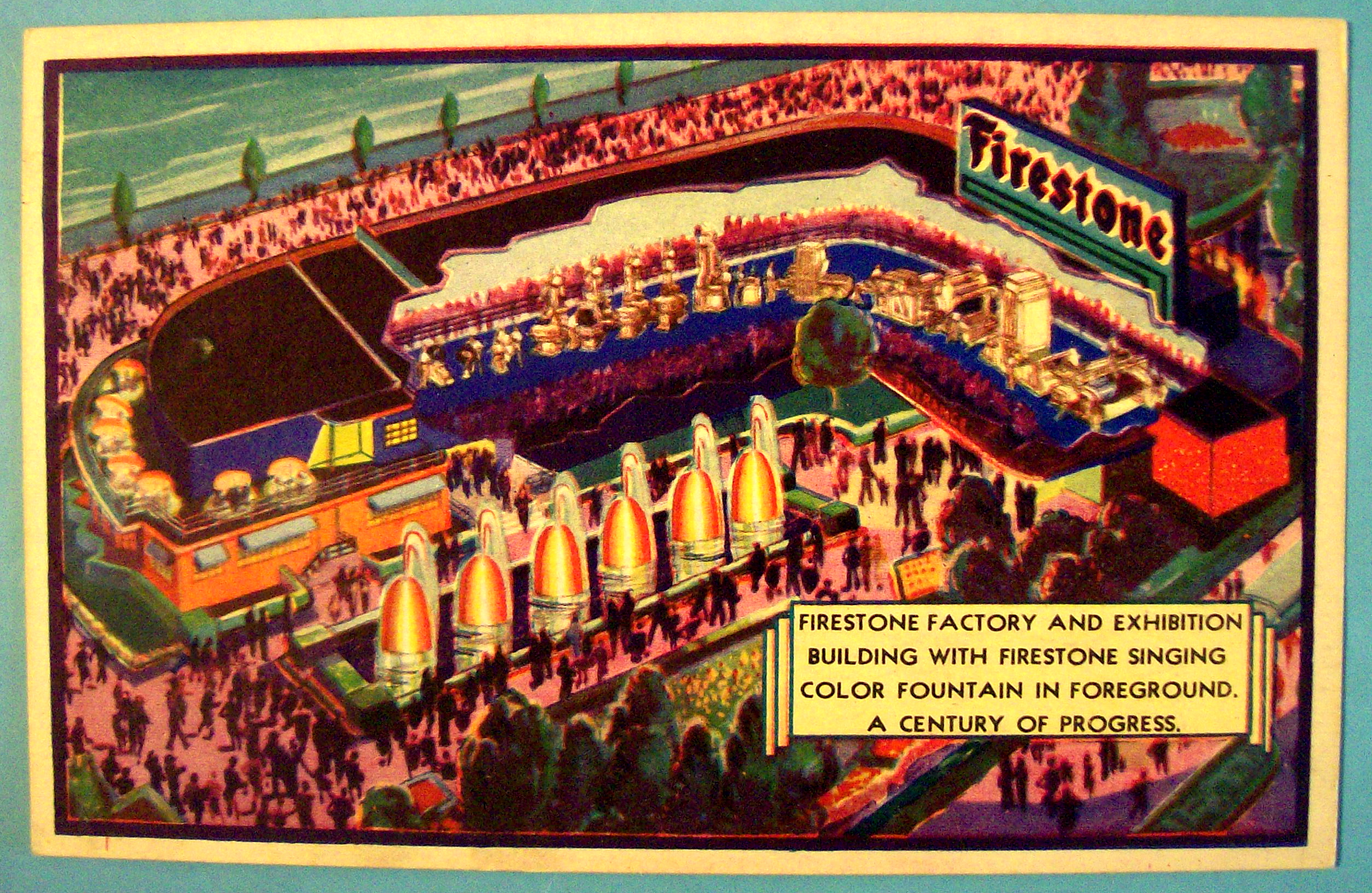 Firestone Factory & Exhibition Bldg Postcard-Chgo Fair