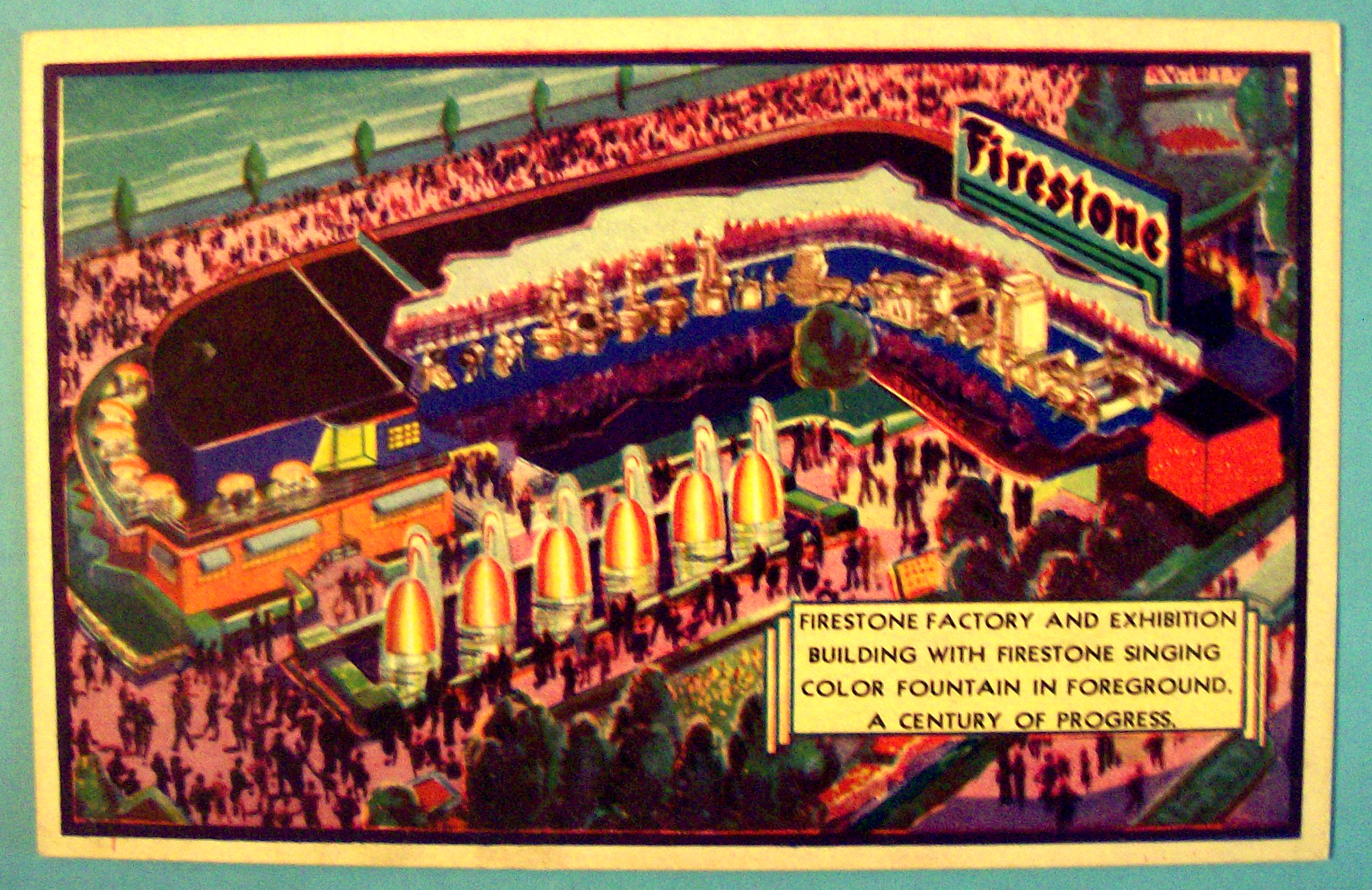 Firestone Factory & Exhibition Bldg Postcard-Chgo Fair