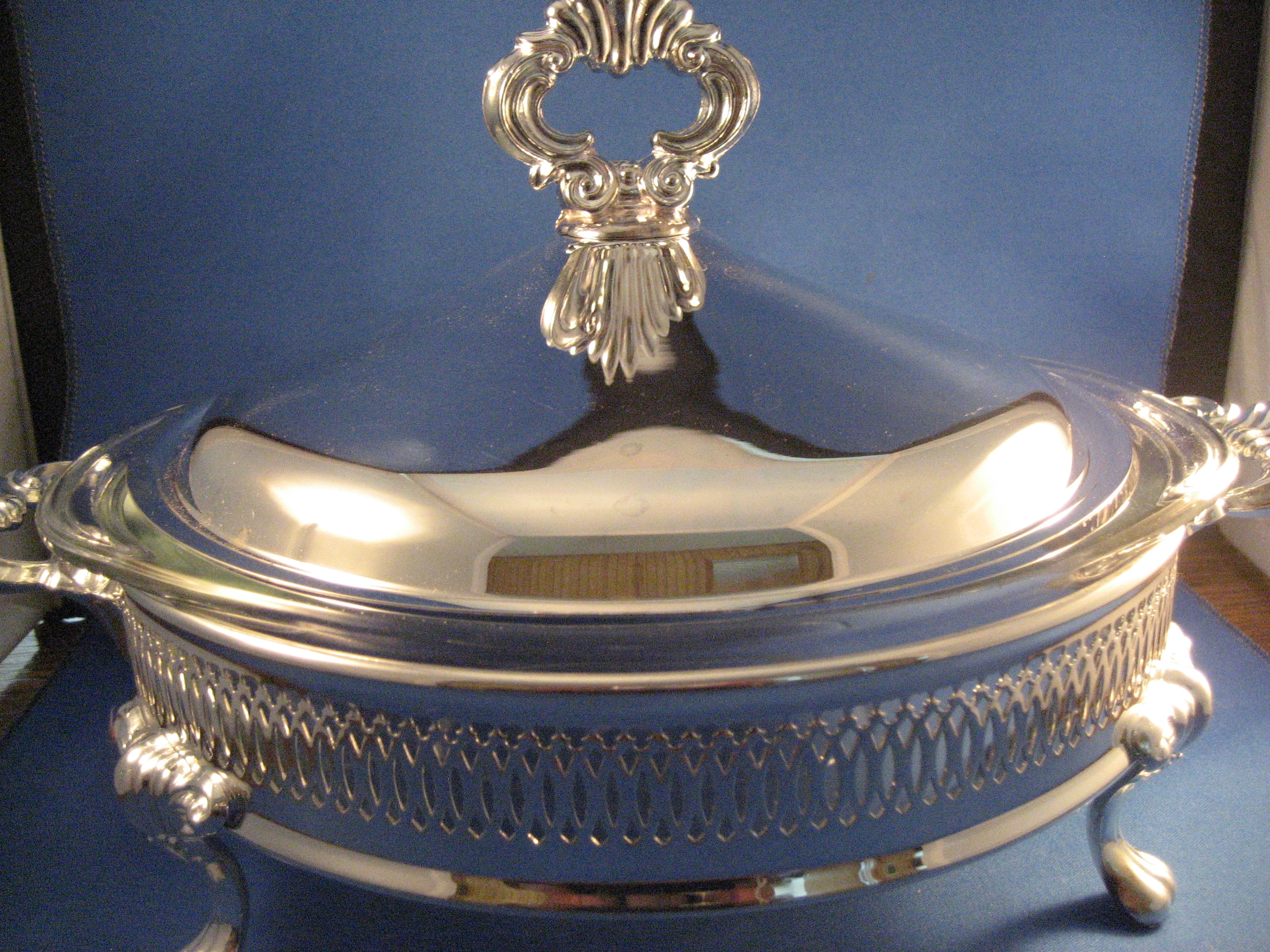 Silver Glass Lined Serving Dish
