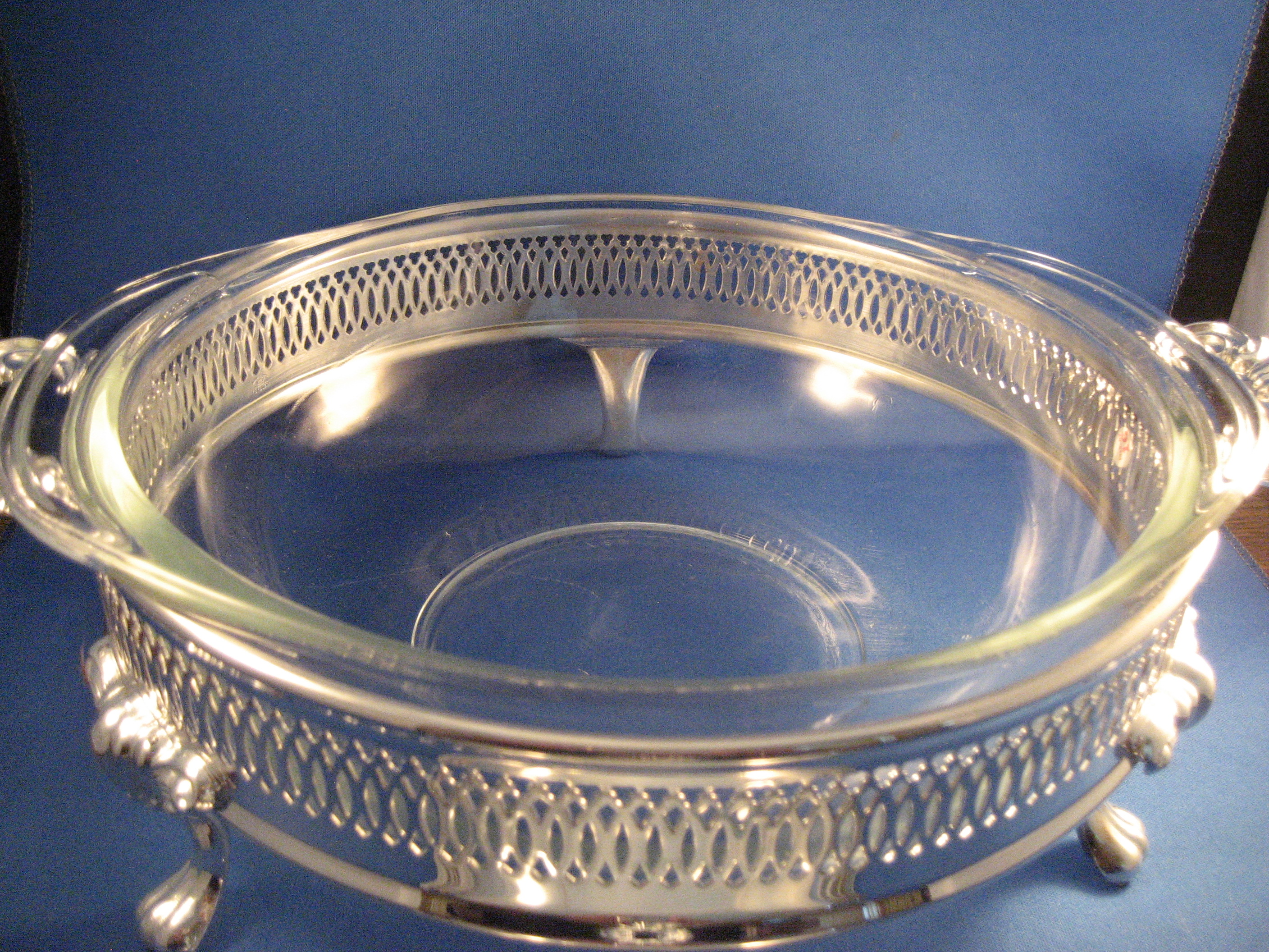 Silver Glass Lined Serving Dish