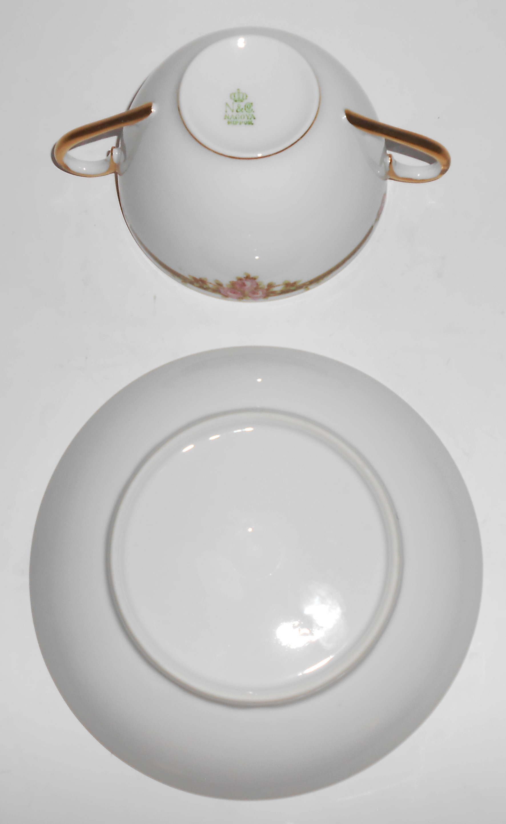 Nagoya Shokai Japan Porcelain China Roses Cream/Saucer