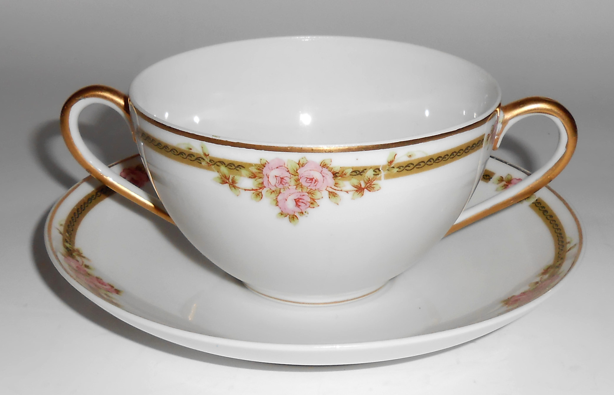 Nagoya Shokai Japan Porcelain China Roses Cream/Saucer