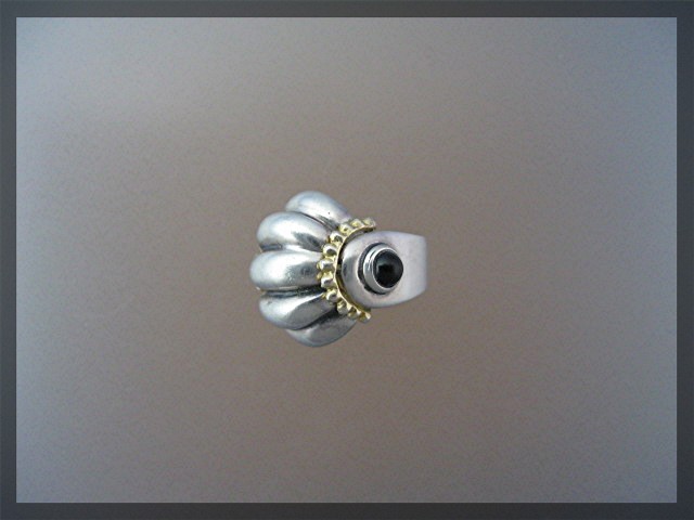 Ring Sterling Silver Gold  Black Onyx  Elli Margette
