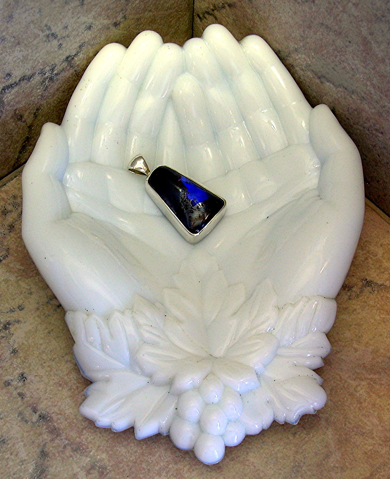Boulder Opal Sterling Silver Signed STARBORN  Pendant .