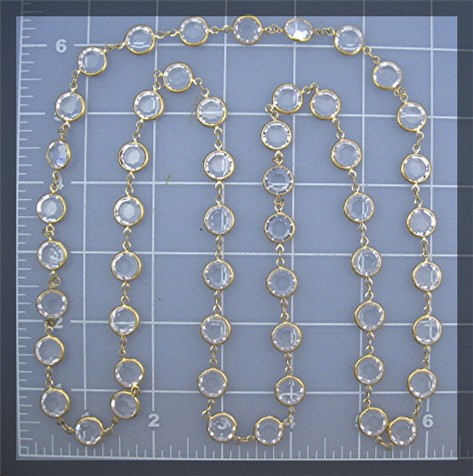 Necklace Round Swarovski Crystal Gold Link 37 Inch